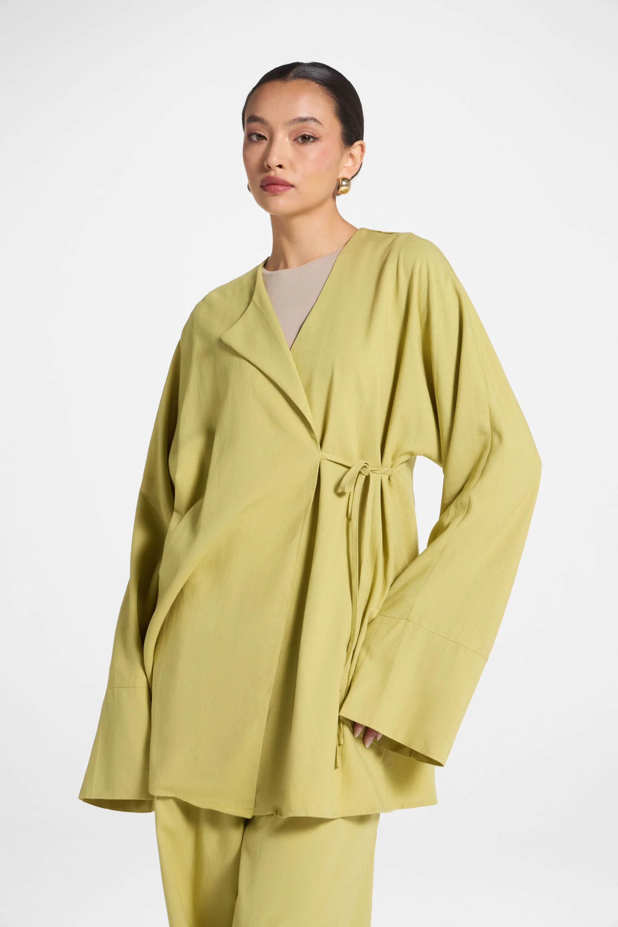 Maya Linen Matching Top & Pants Set - Citron - Image 5