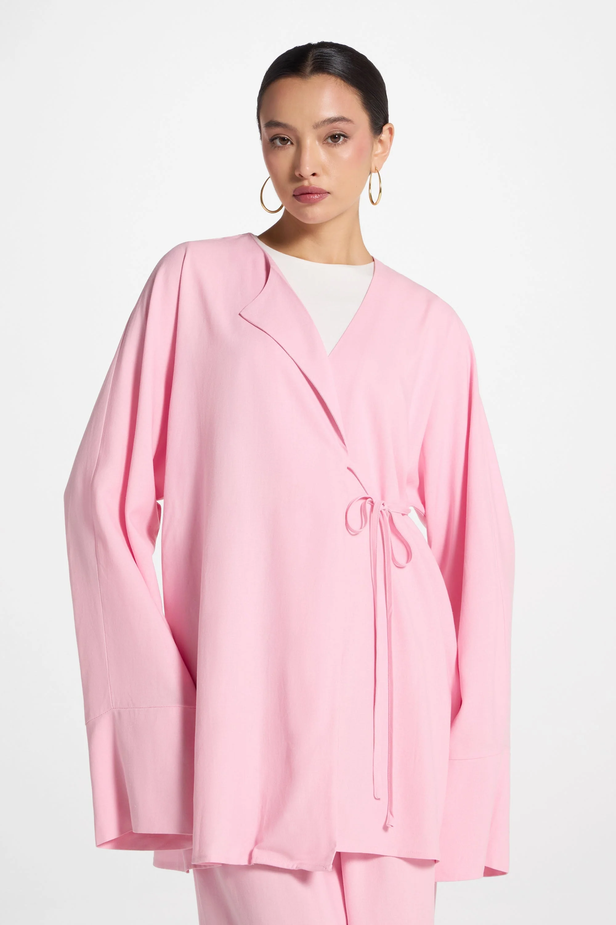 Maya Linen Matching Top & Pants Set - Pink - Image 3