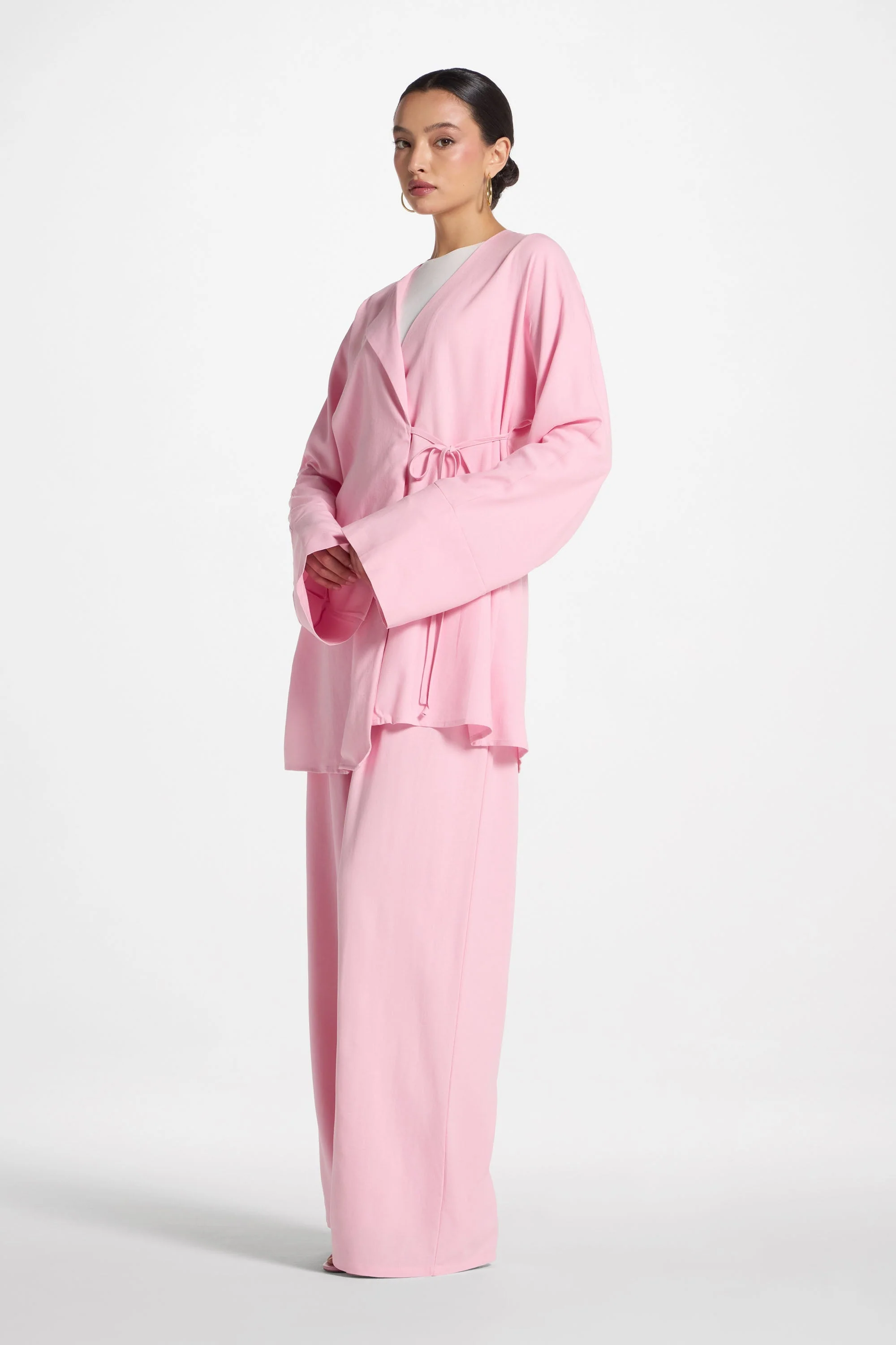Maya Linen Matching Top & Pants Set - Pink - Image 4