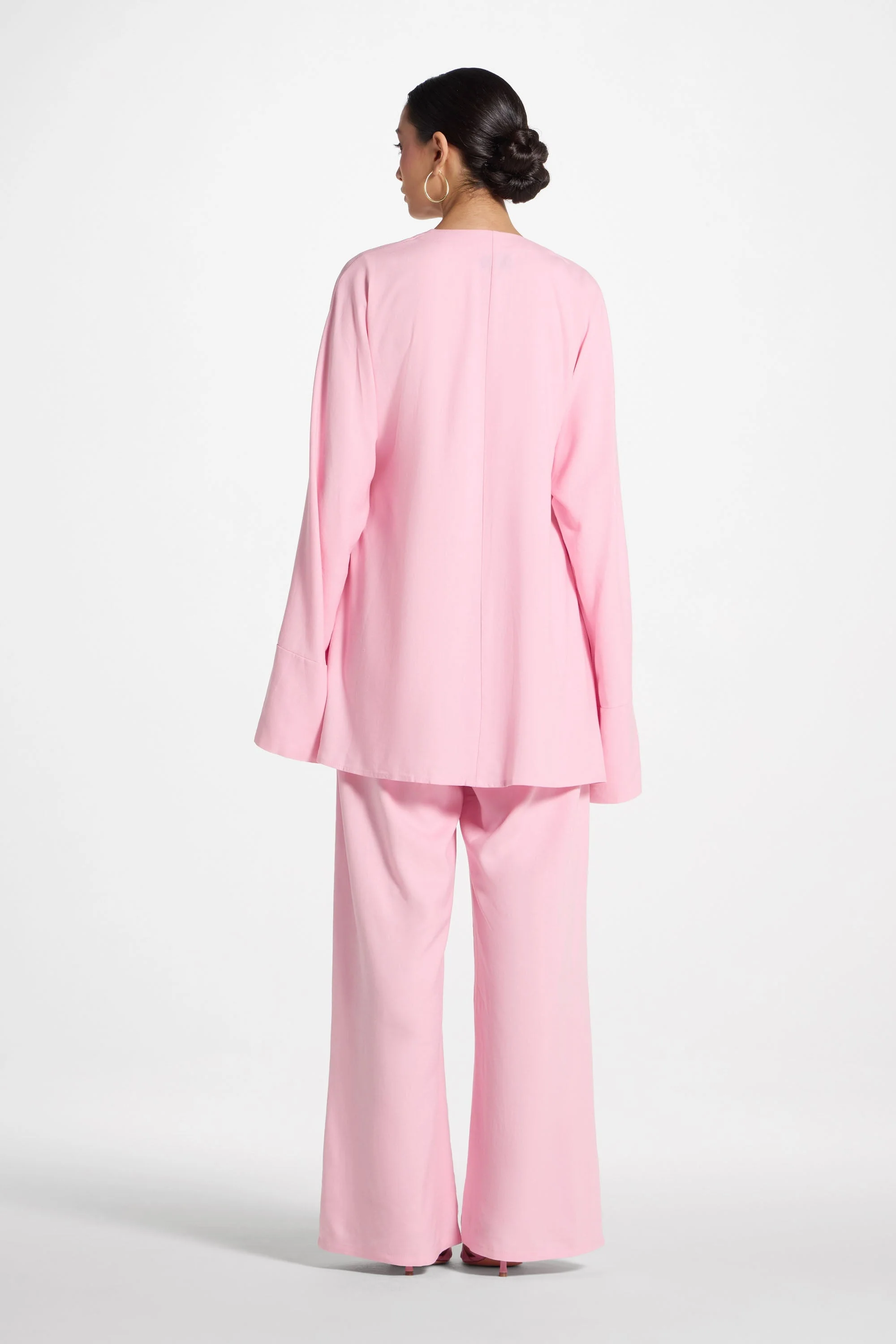 Maya Linen Matching Top & Pants Set - Pink - Image 5