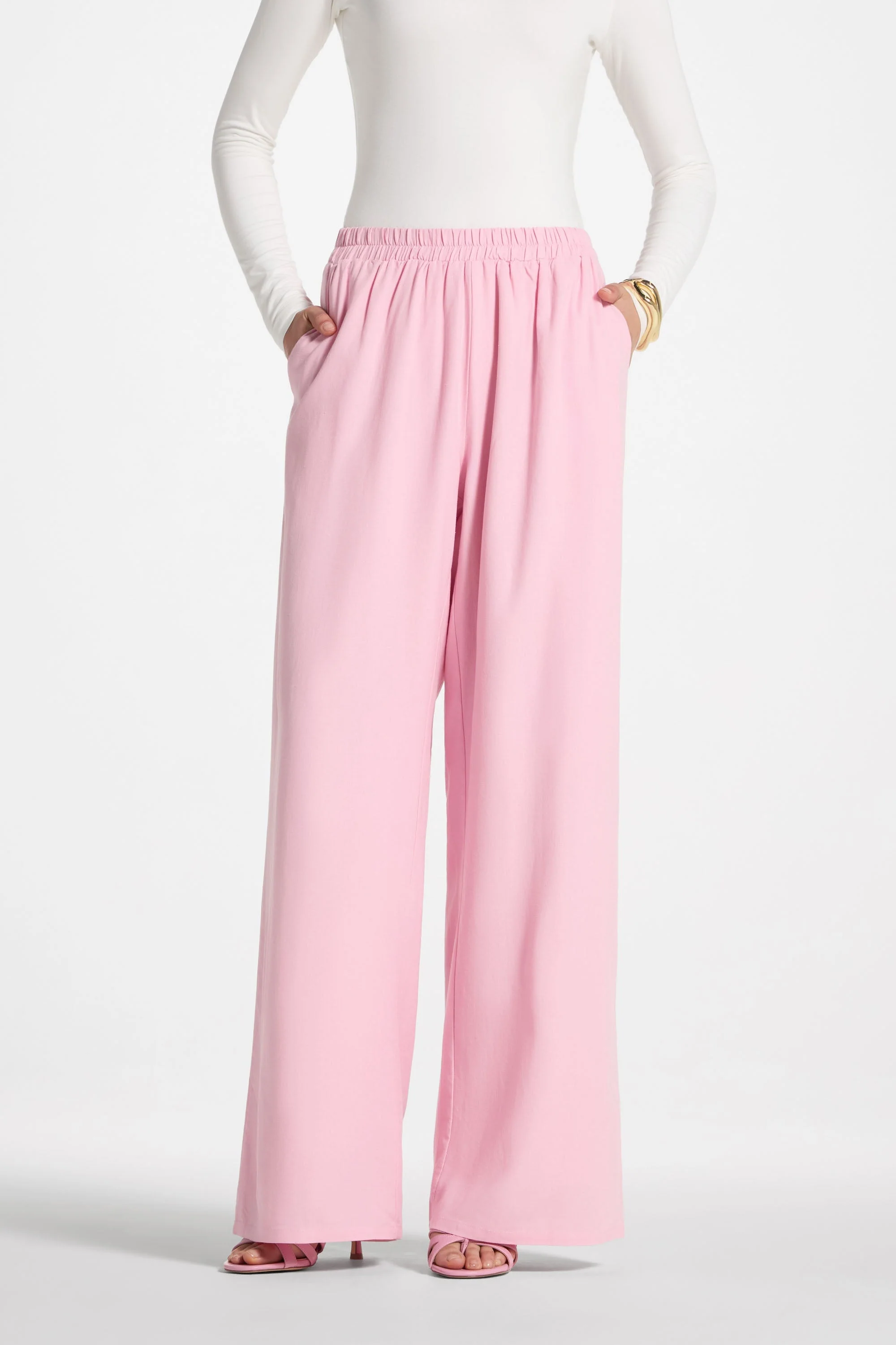 Maya Linen Matching Top & Pants Set - Pink - Image 6