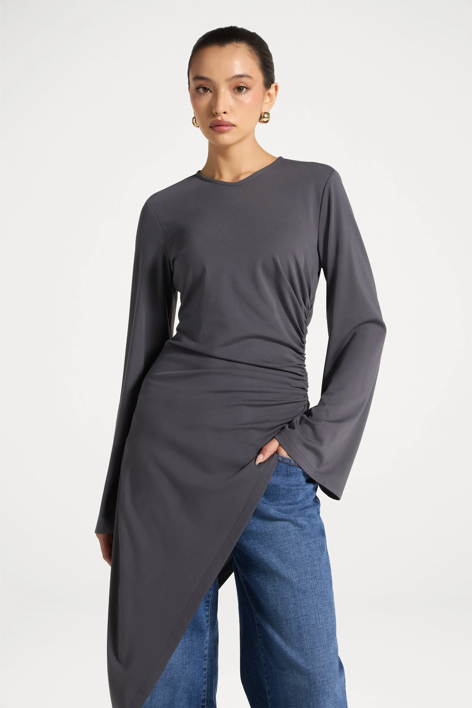 Midi Tunic Top - Iron - Image 3