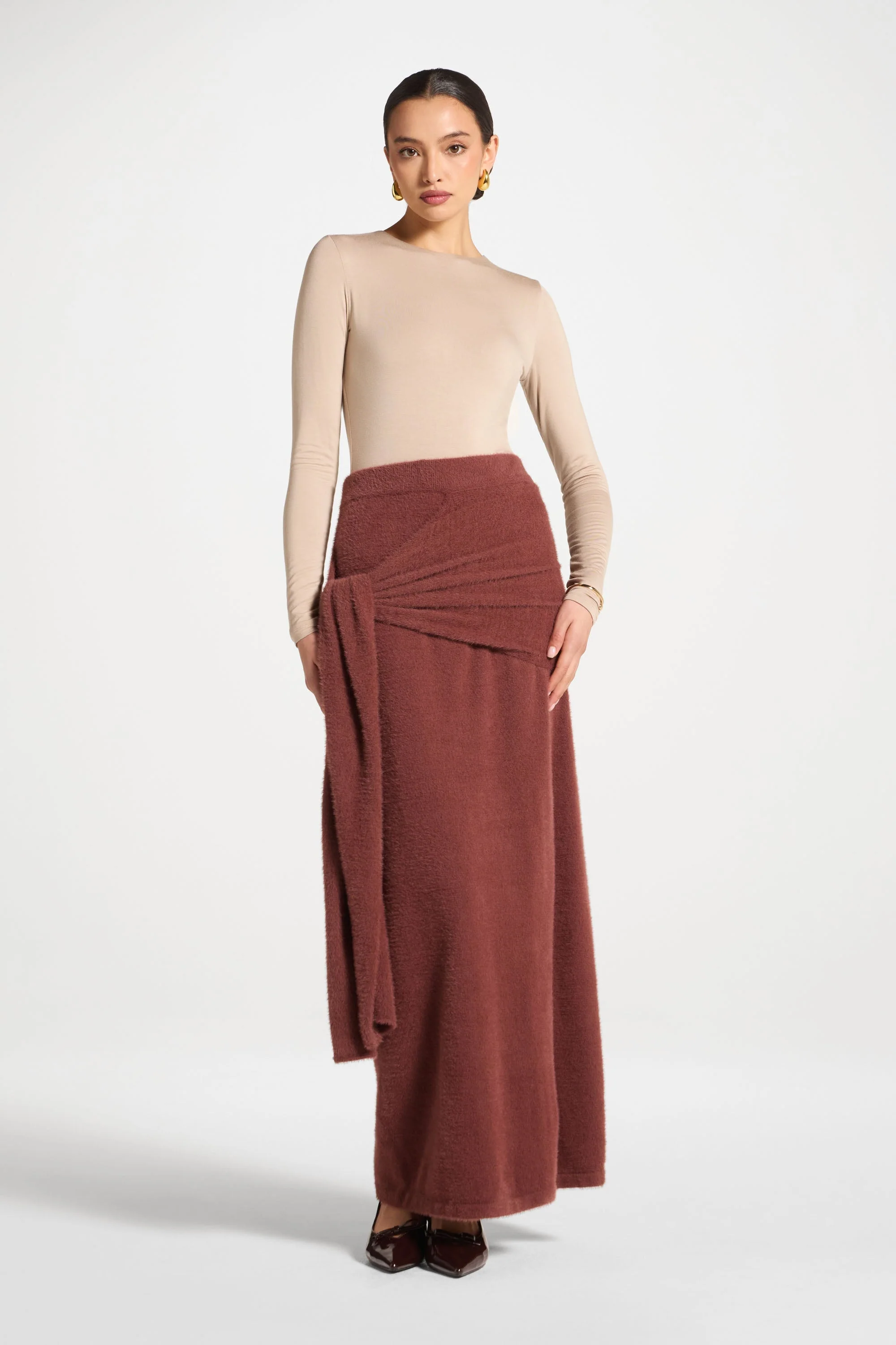 Mink Tie Front Skirt - Fig - Image 2
