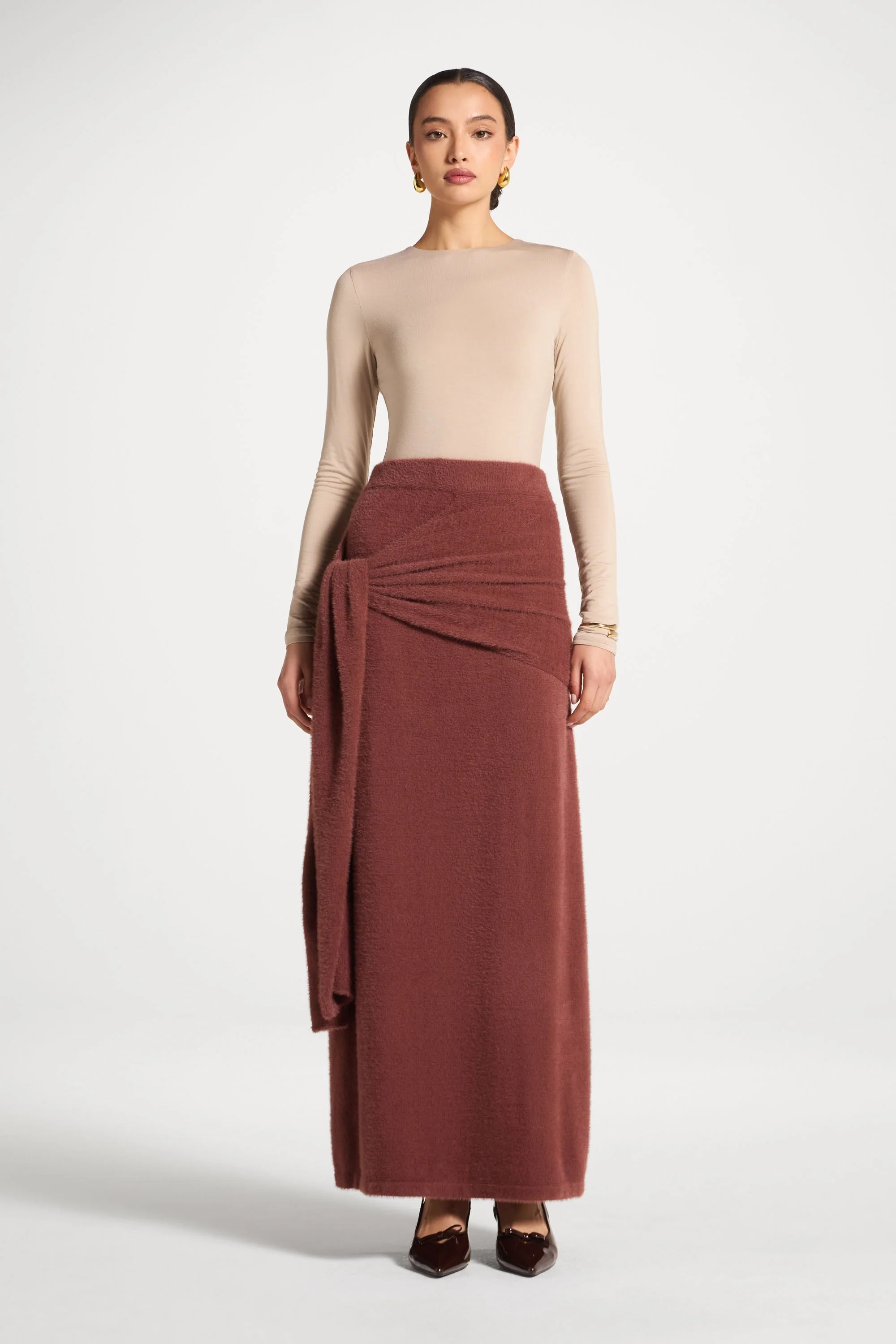 Mink Tie Front Skirt - Fig - Image 3