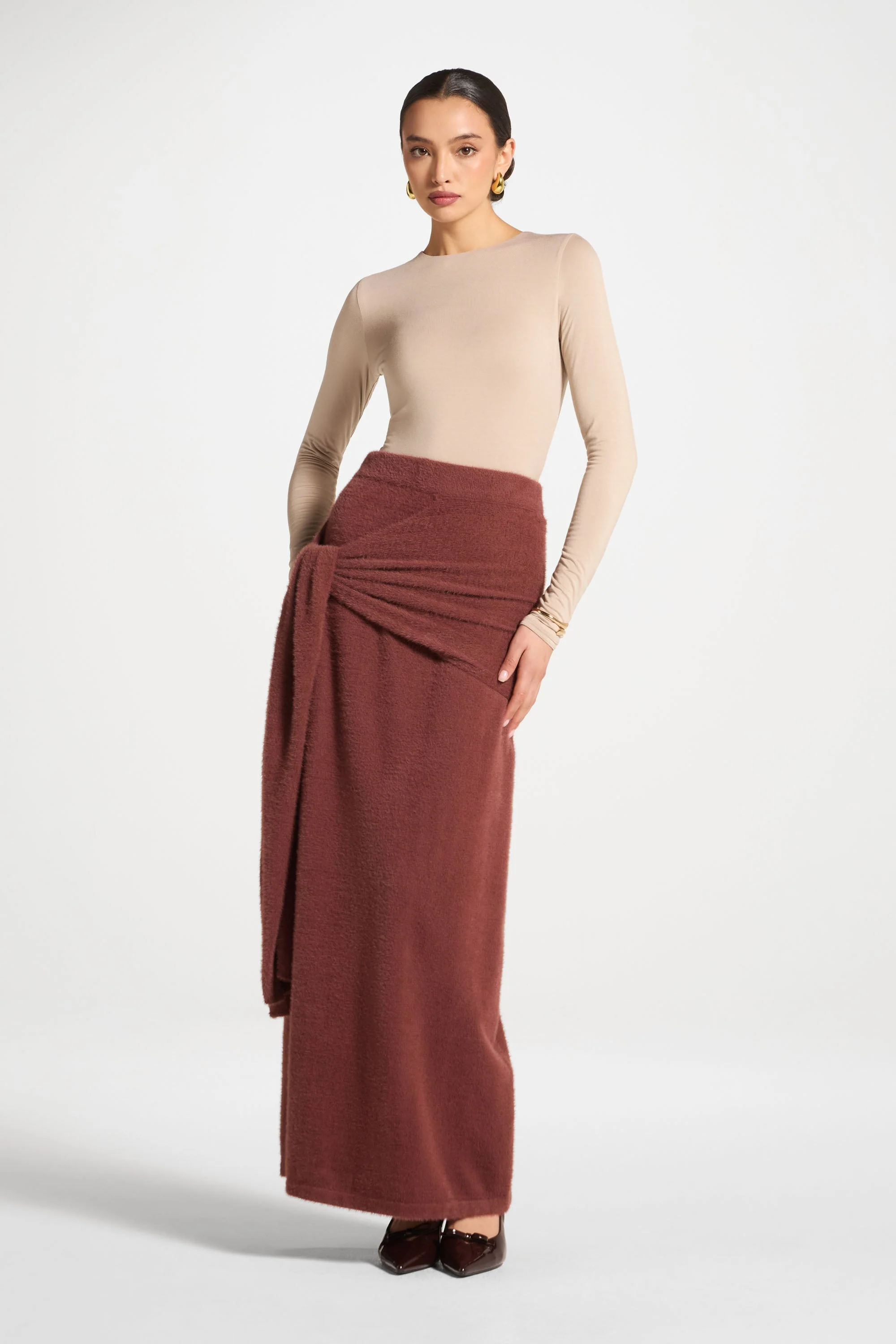 Mink Tie Front Skirt - Fig - Image 4