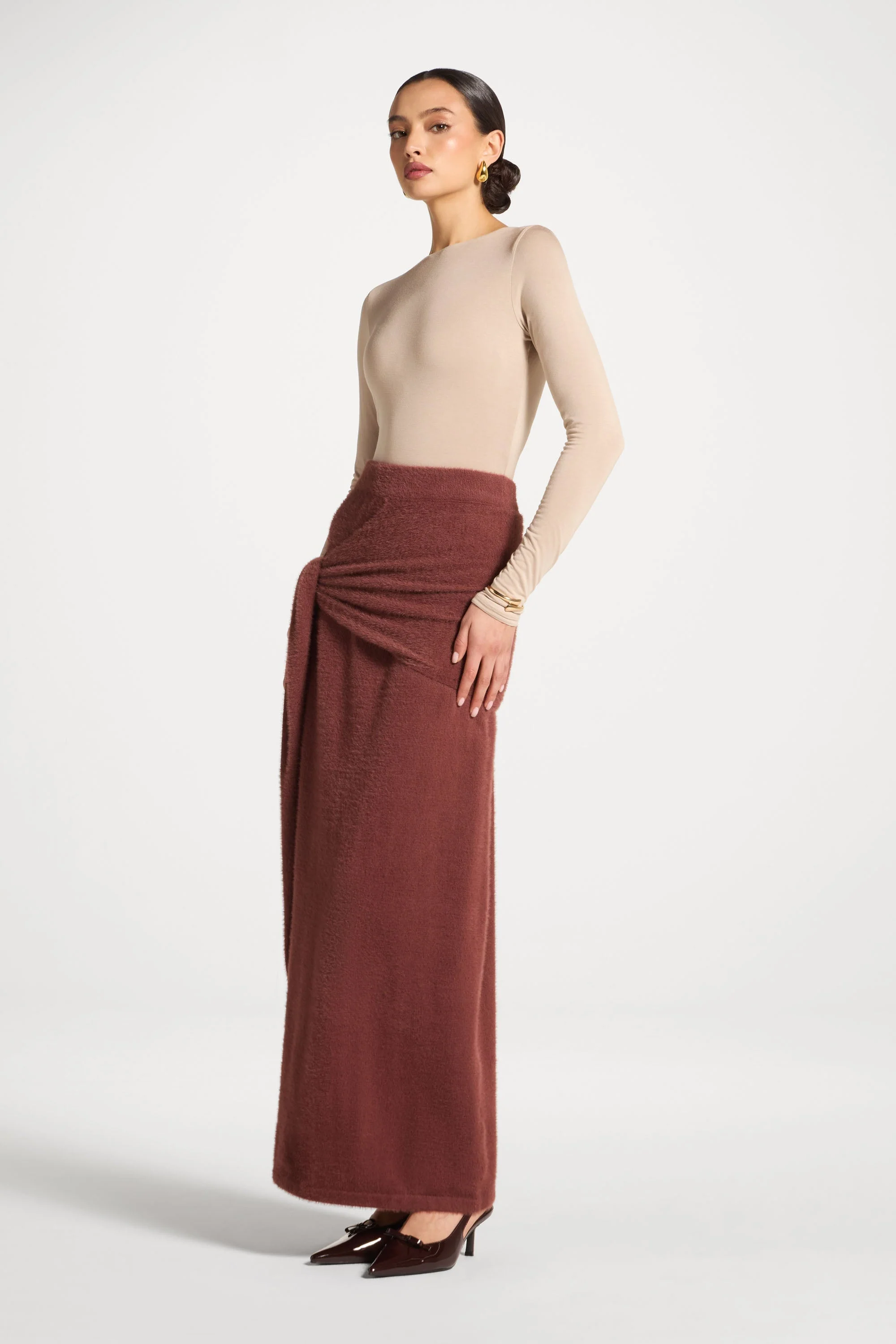Mink Tie Front Skirt - Fig - Image 5