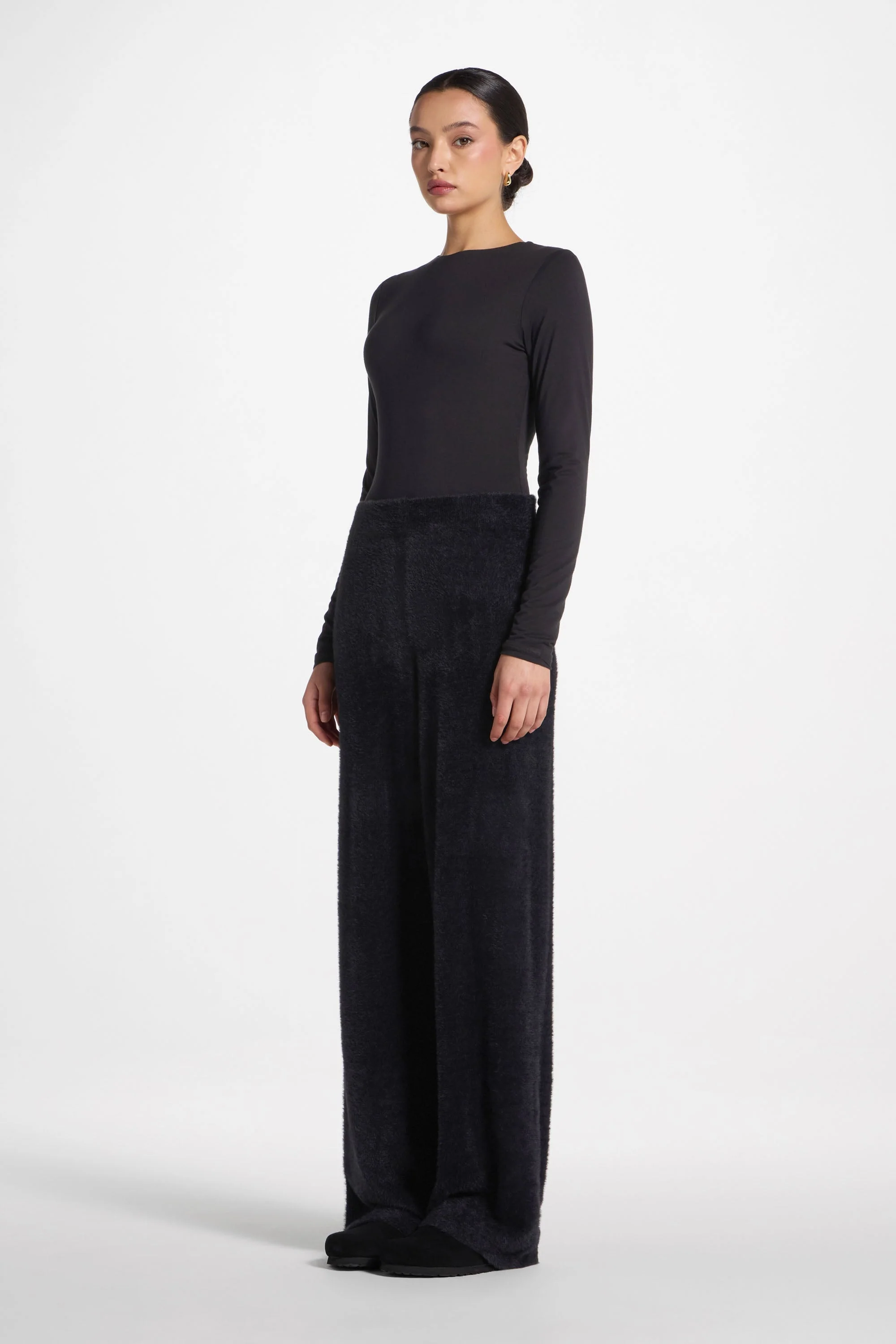 Mink Wide Leg Pants - Black - Image 4