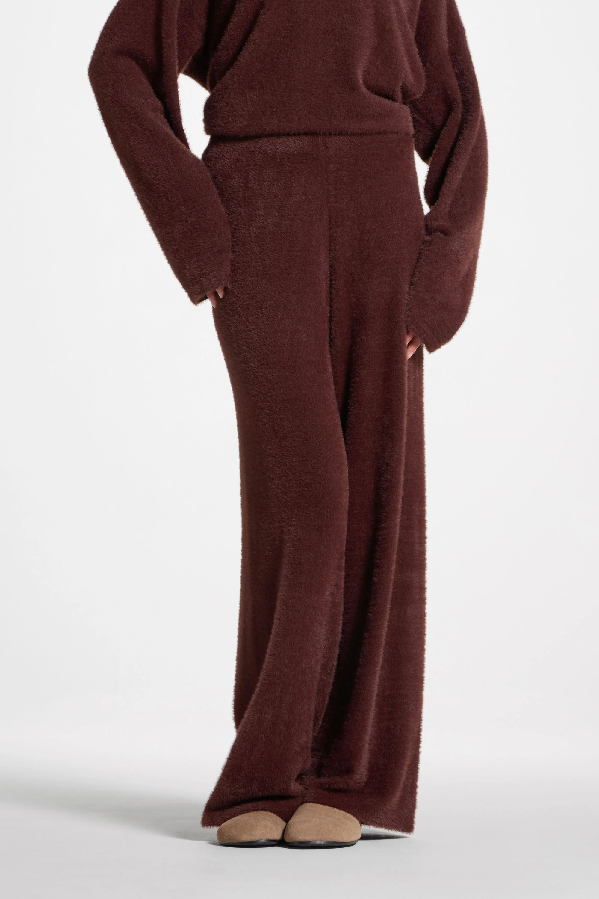 Mink Wide Leg Pants - Brown - Image 2
