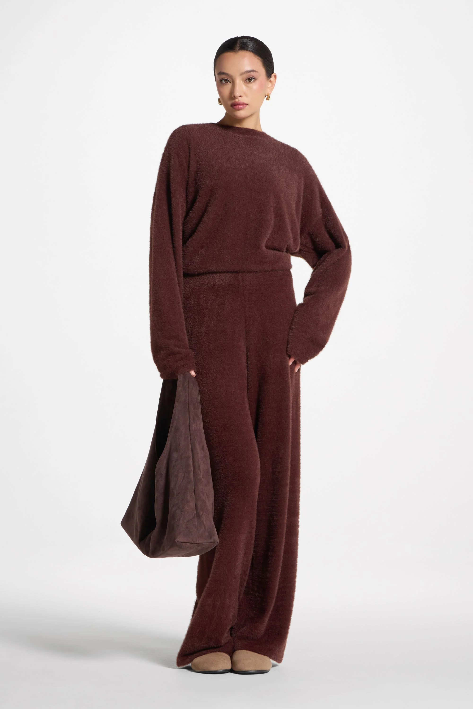 Mink Wide Leg Pants - Brown - Image 3