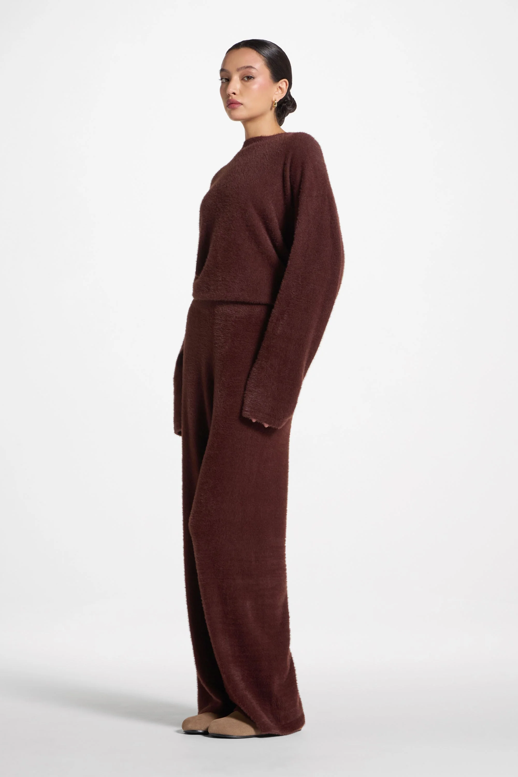 Mink Wide Leg Pants - Brown - Image 4
