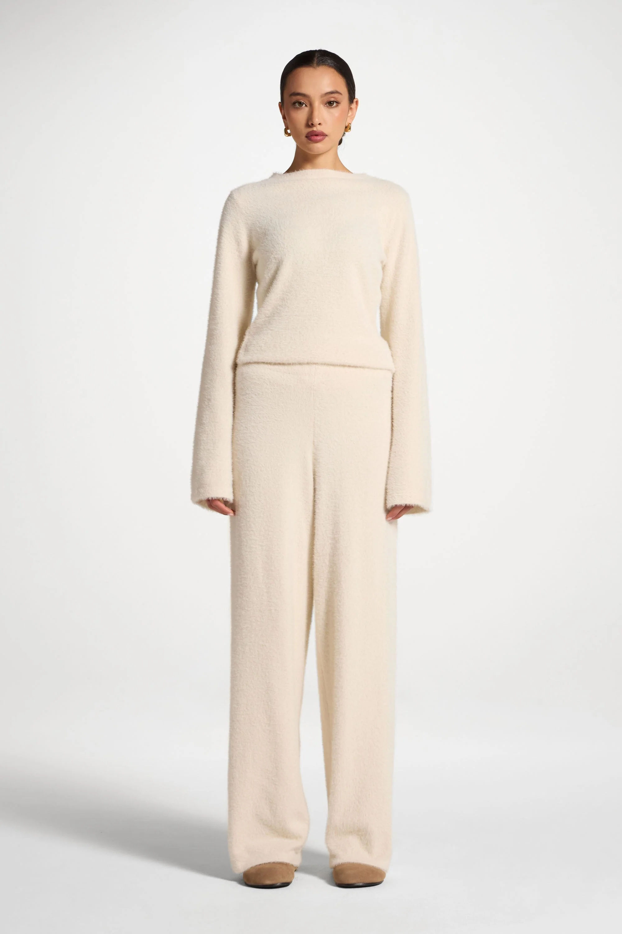 Mink Wide Leg Pants - Off White - Image 3