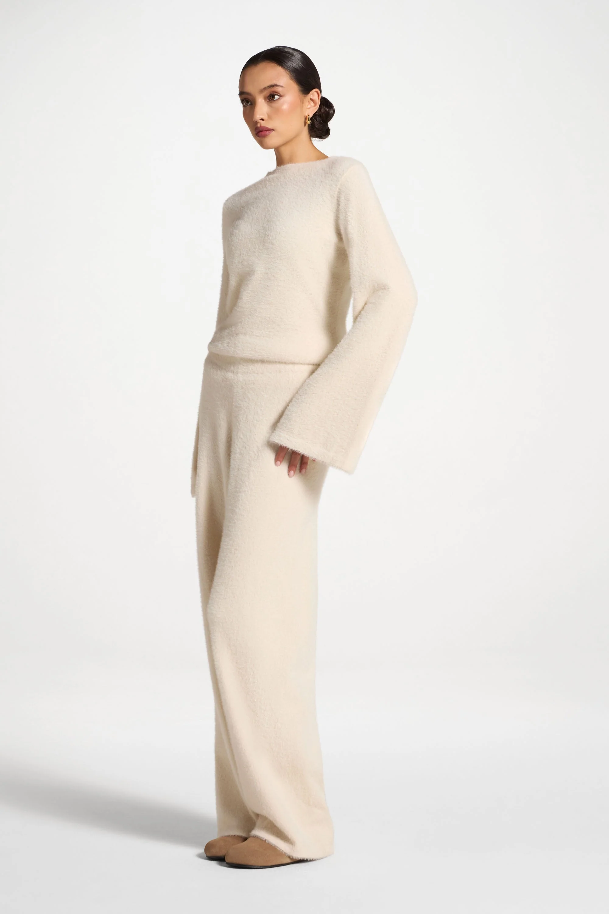 Mink Wide Leg Pants - Off White - Image 5