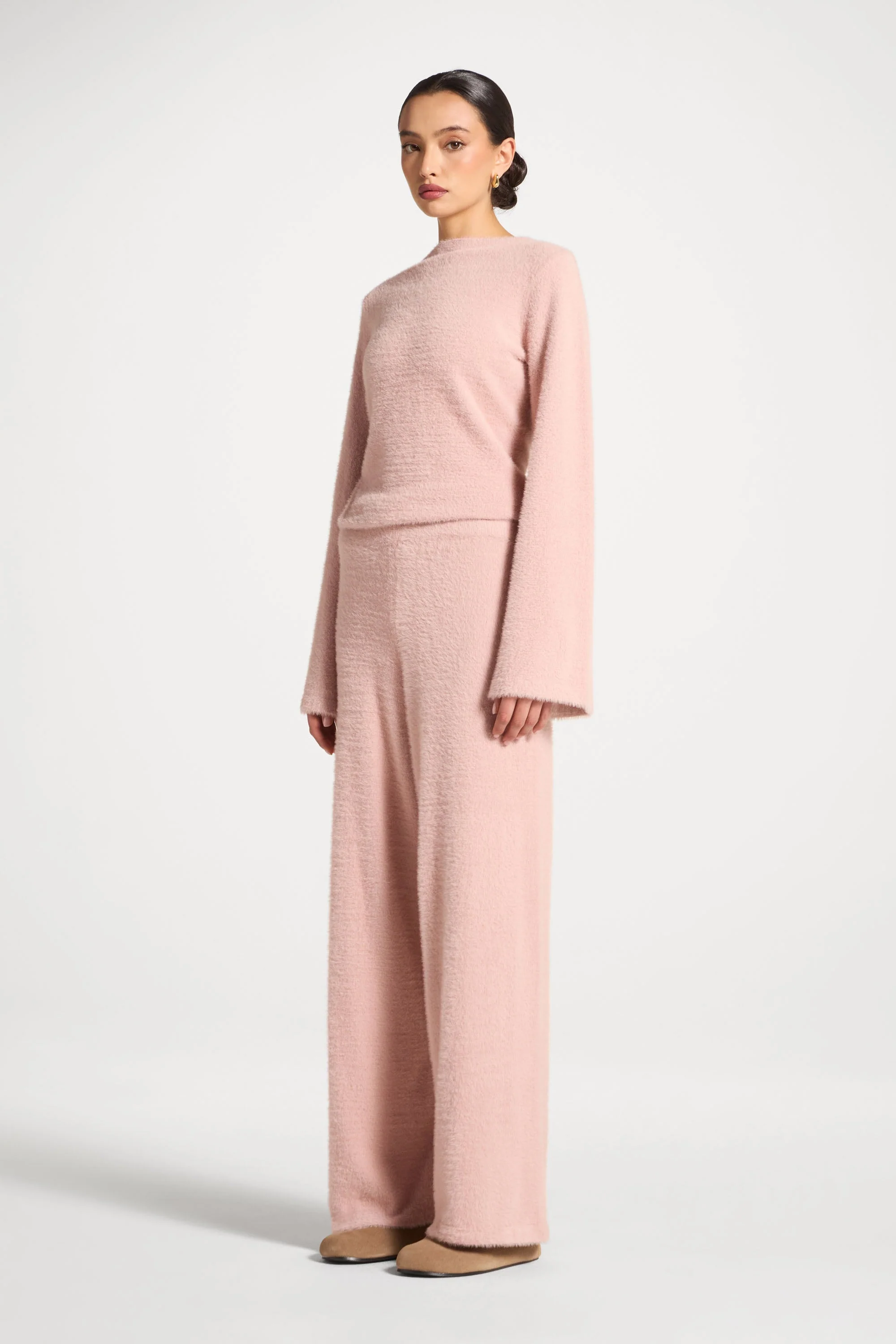 Mink Wide Leg Pants - Pink - Image 3