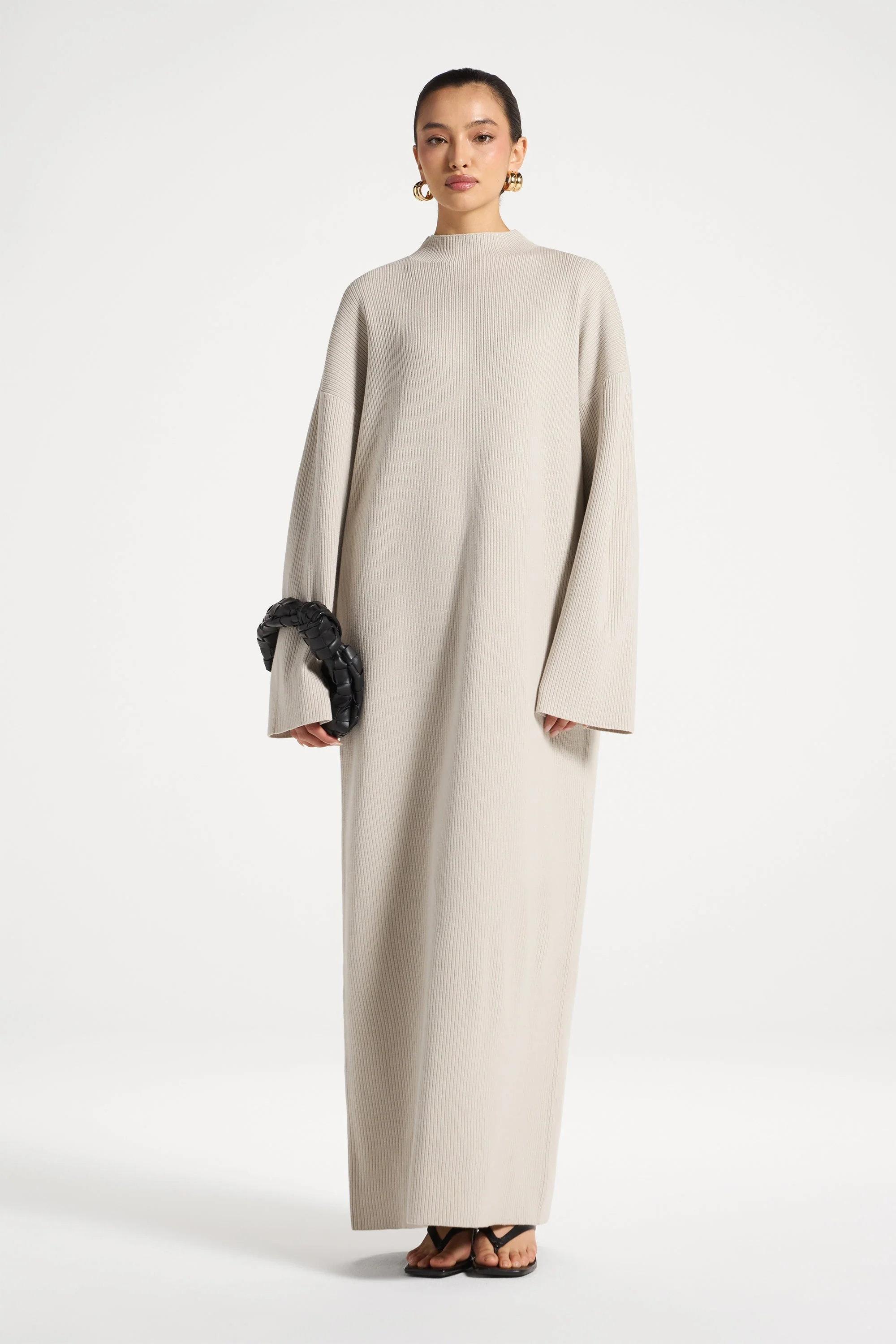 Mock Neck Knit Dress - Cloud - Image 3