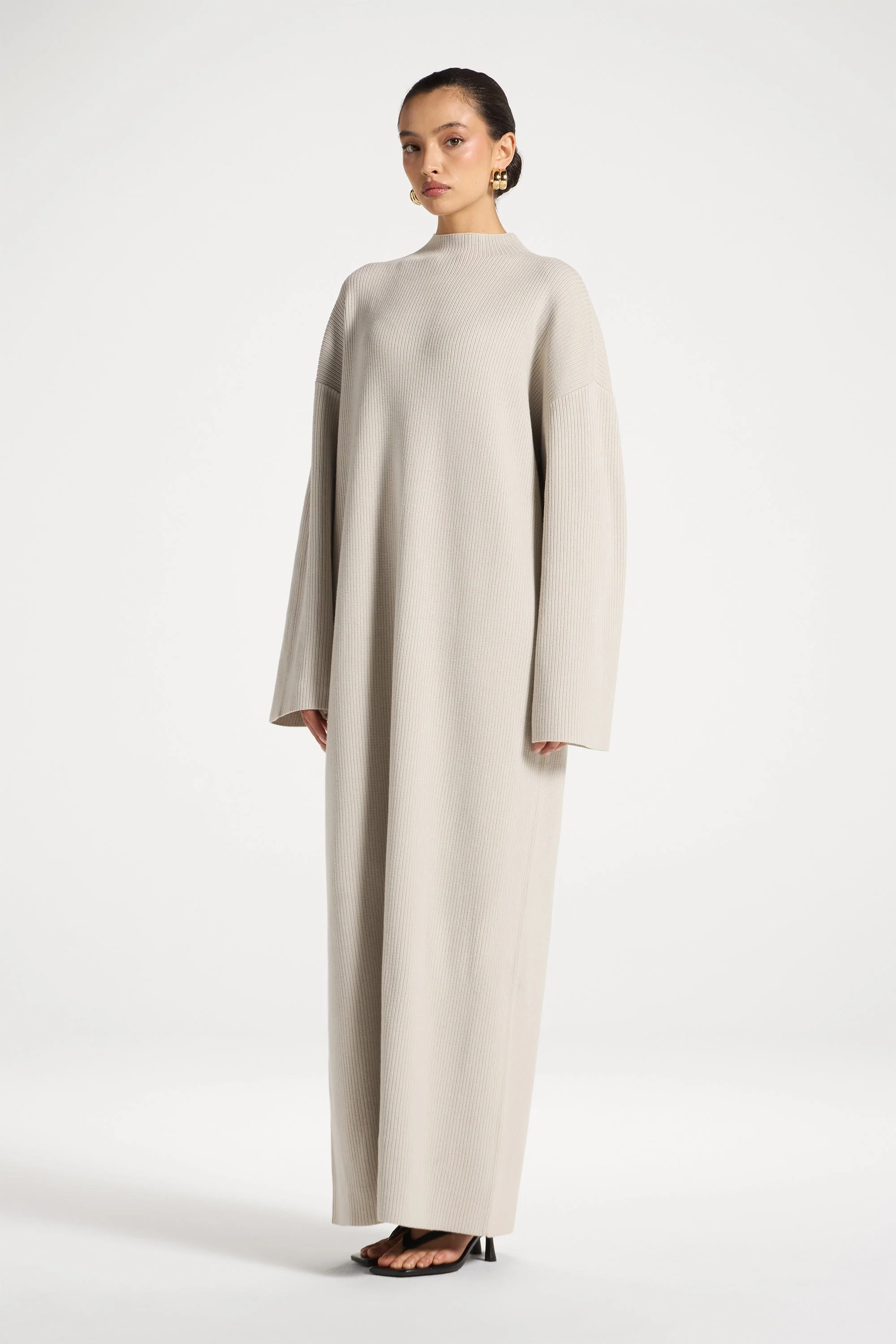 Mock Neck Knit Dress - Cloud - Image 4