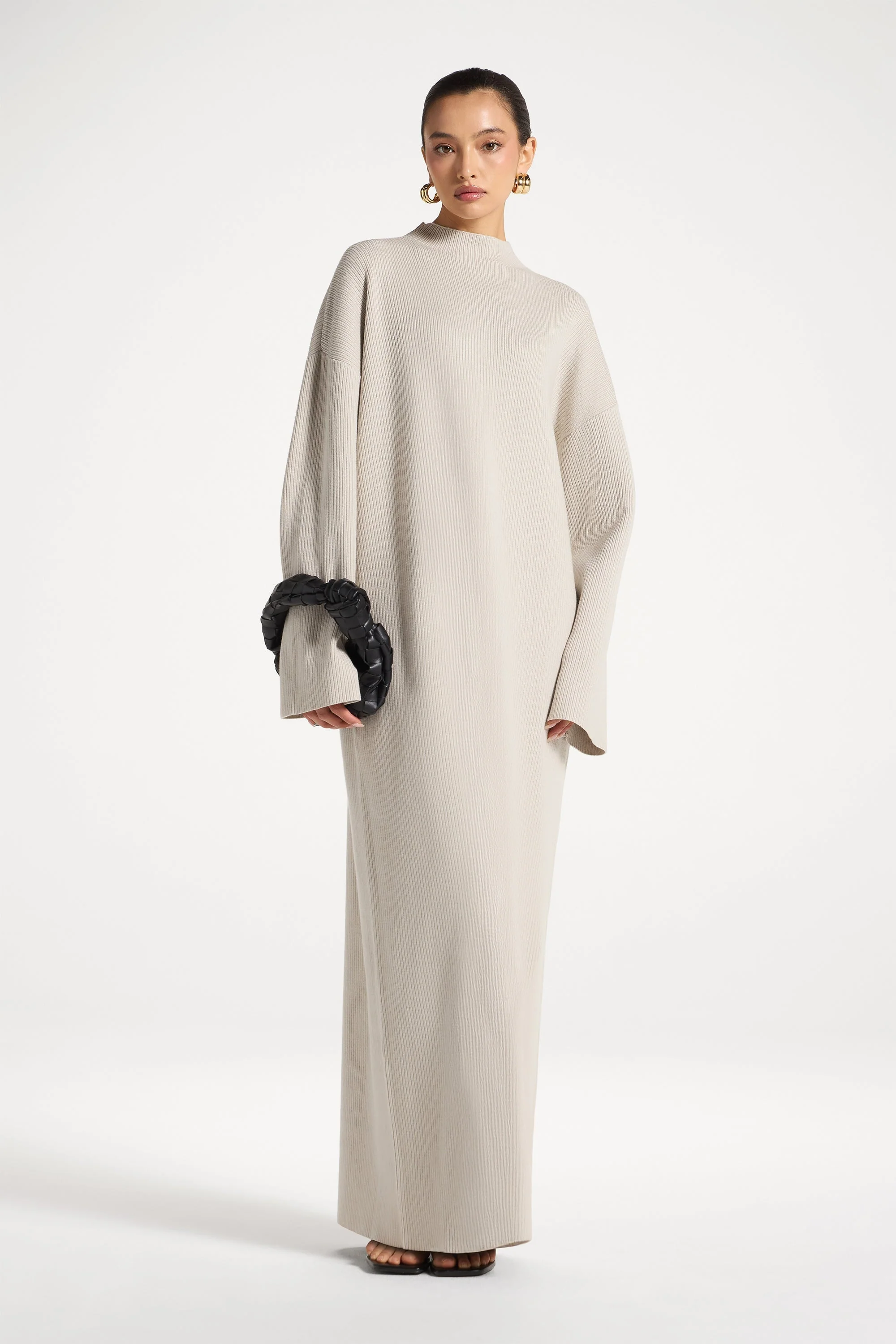 Mock Neck Knit Dress - Cloud - Image 6