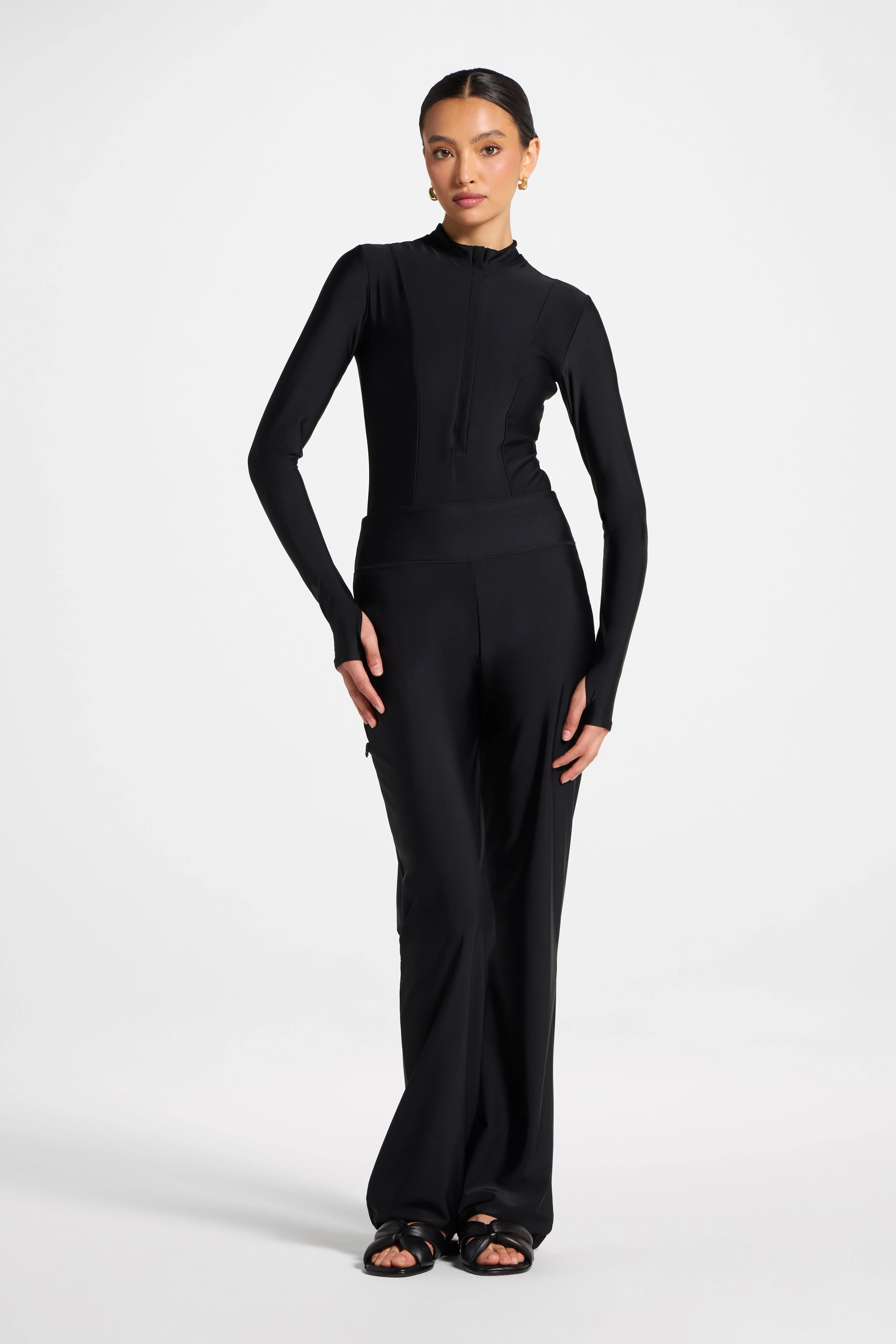 Mock Neck Swimsuit - Black - Image 2