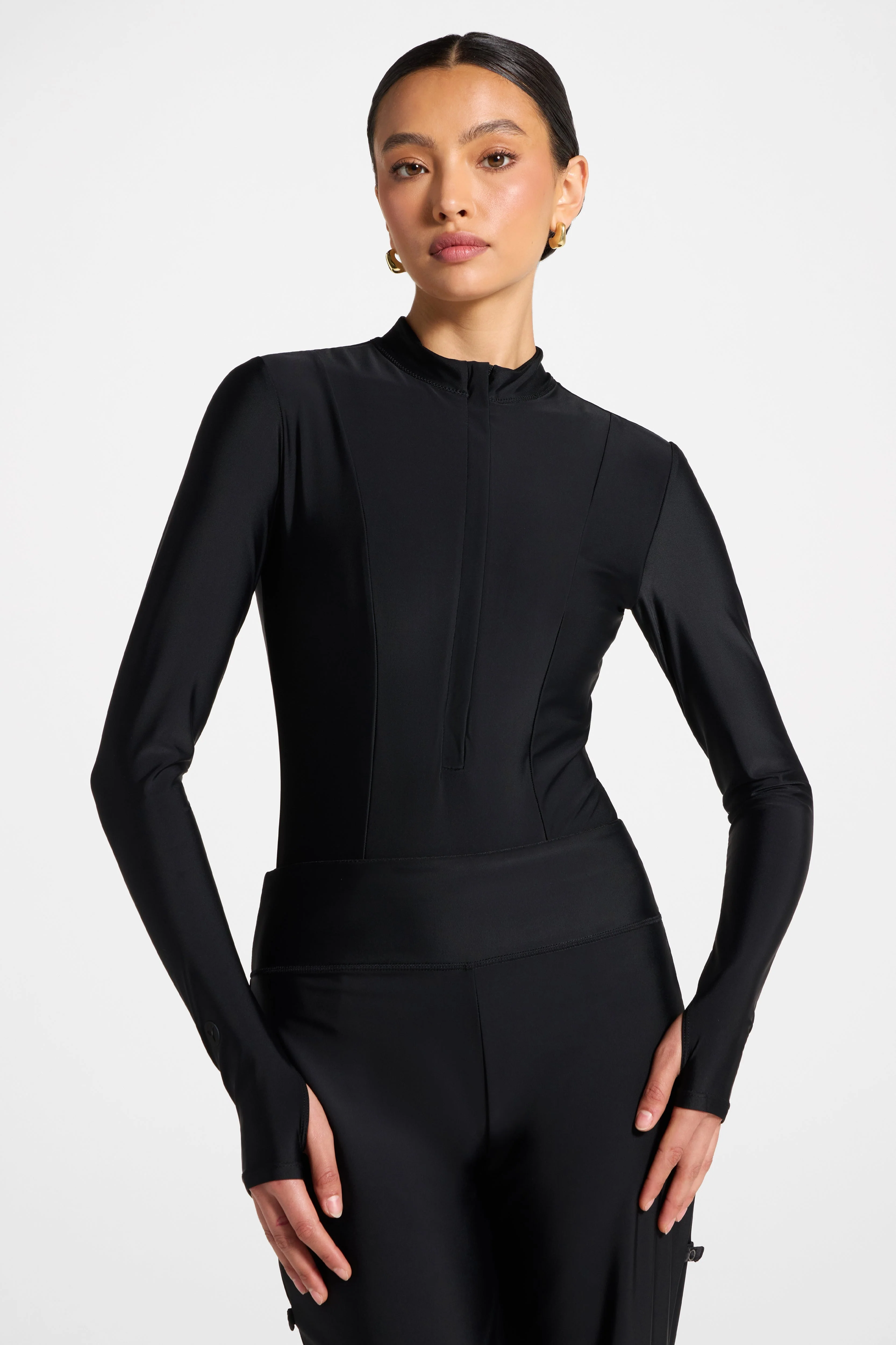 Mock Neck Swimsuit - Black - Image 3