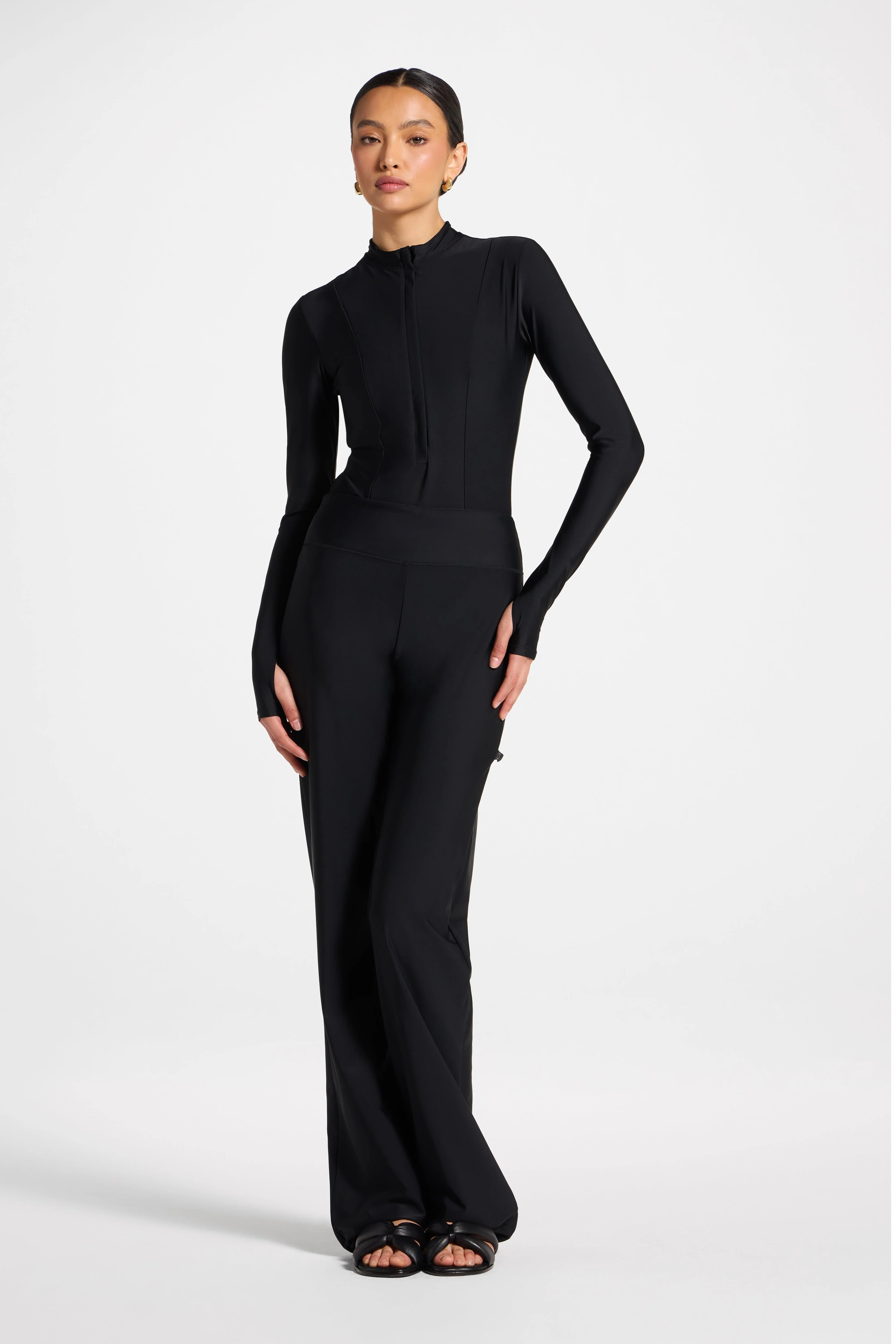 Mock Neck Swimsuit - Black - Image 4