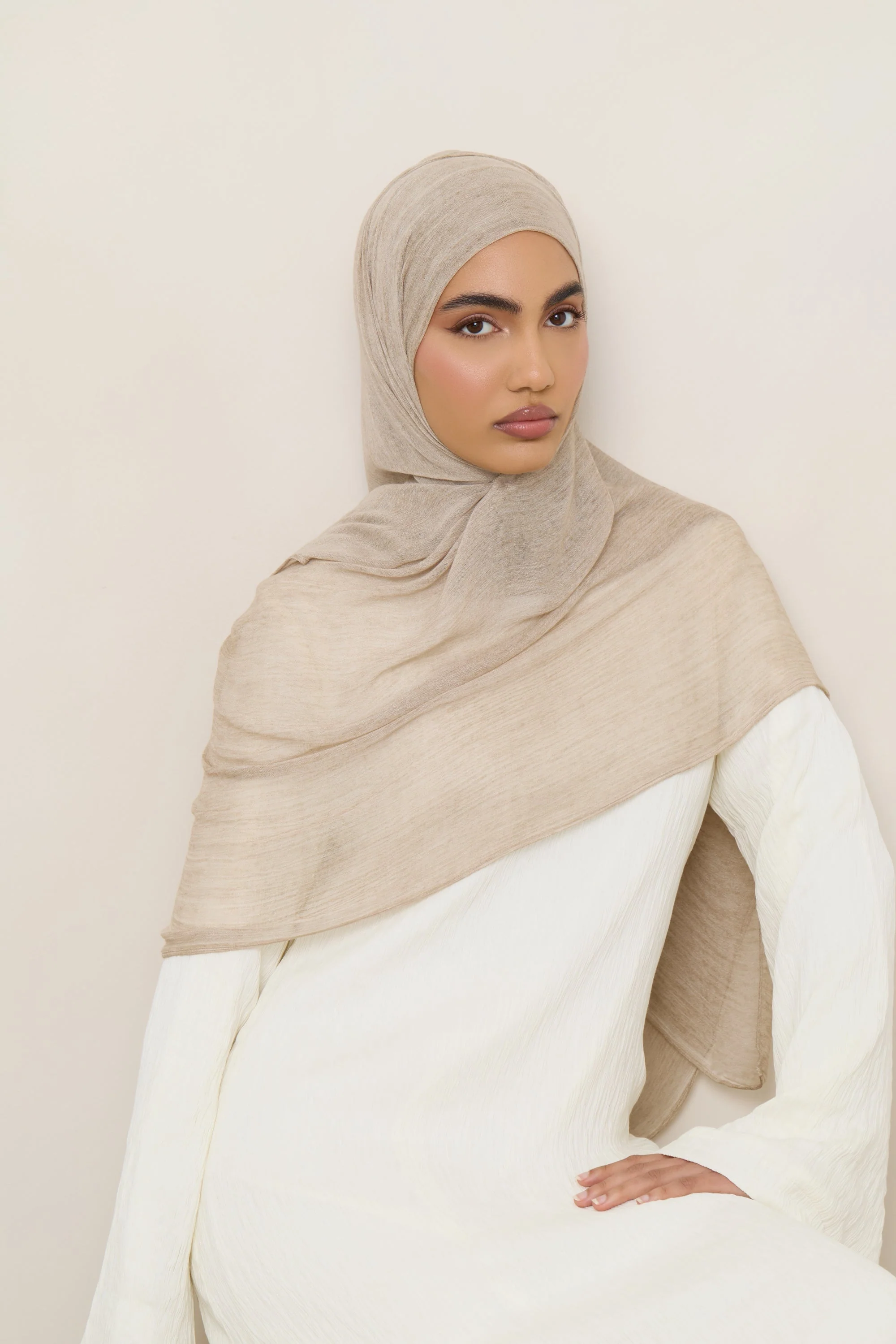Modal Crinkle Hijab - Biscotti