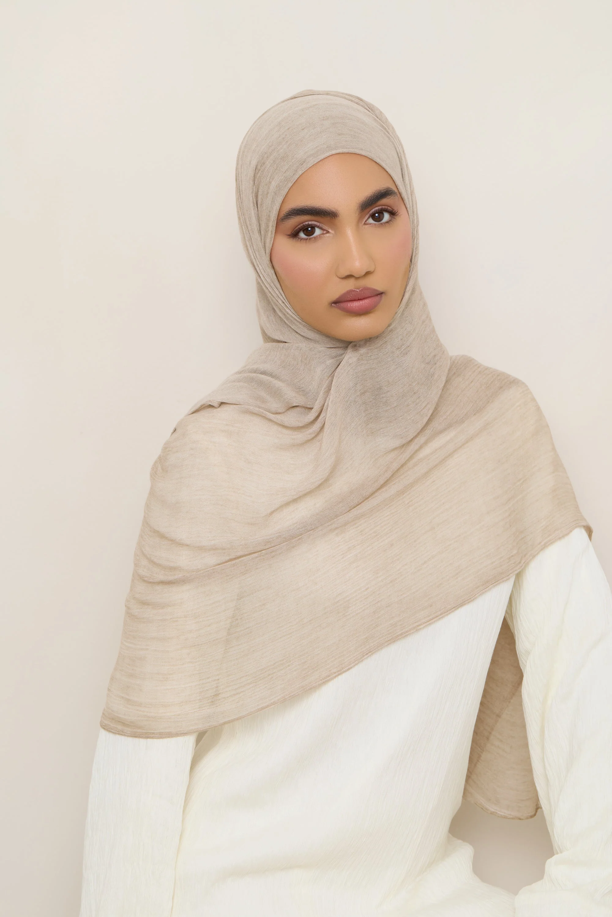 Modal Crinkle Hijab - Biscotti - Image 4