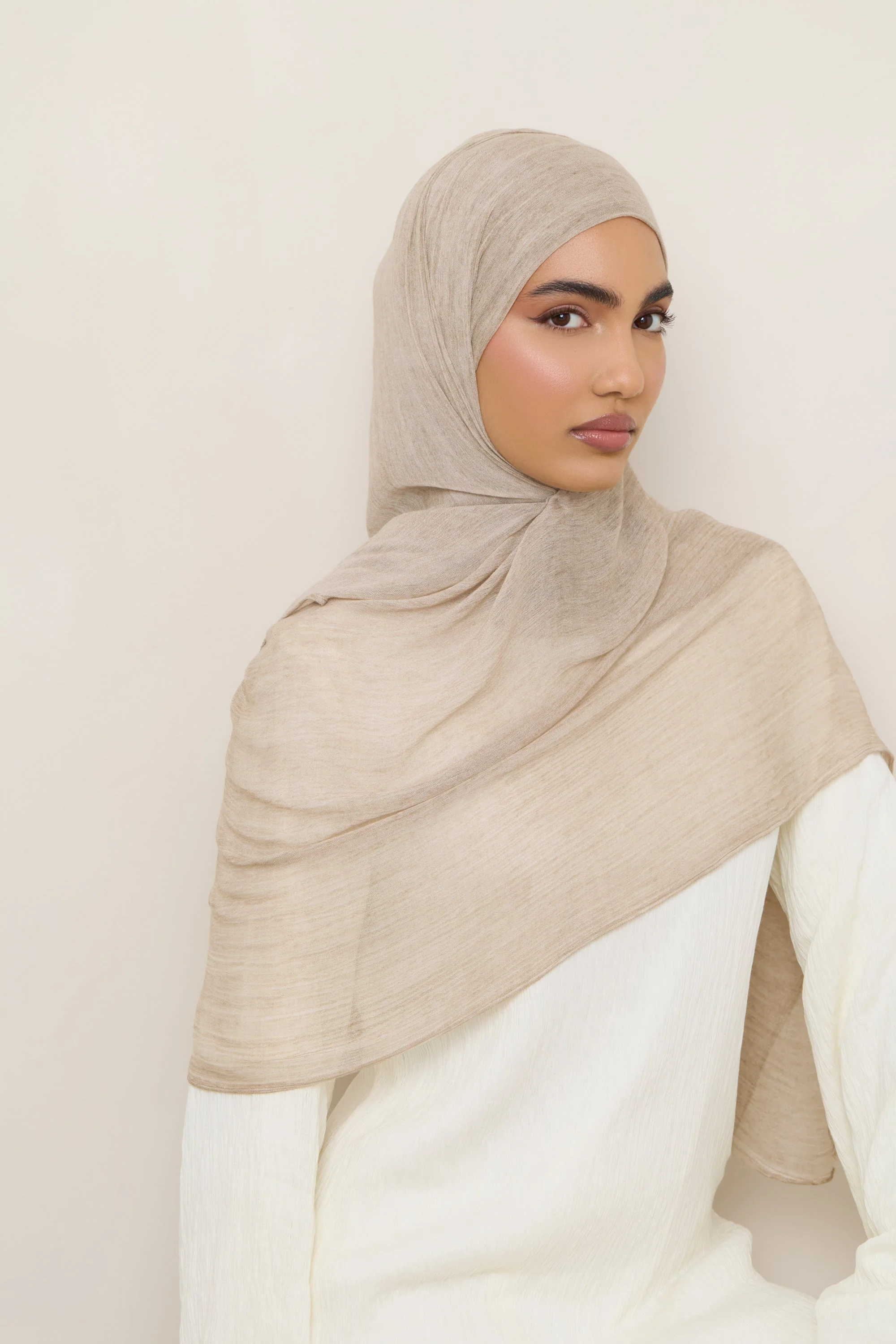 Modal Crinkle Hijab - Biscotti - Image 5