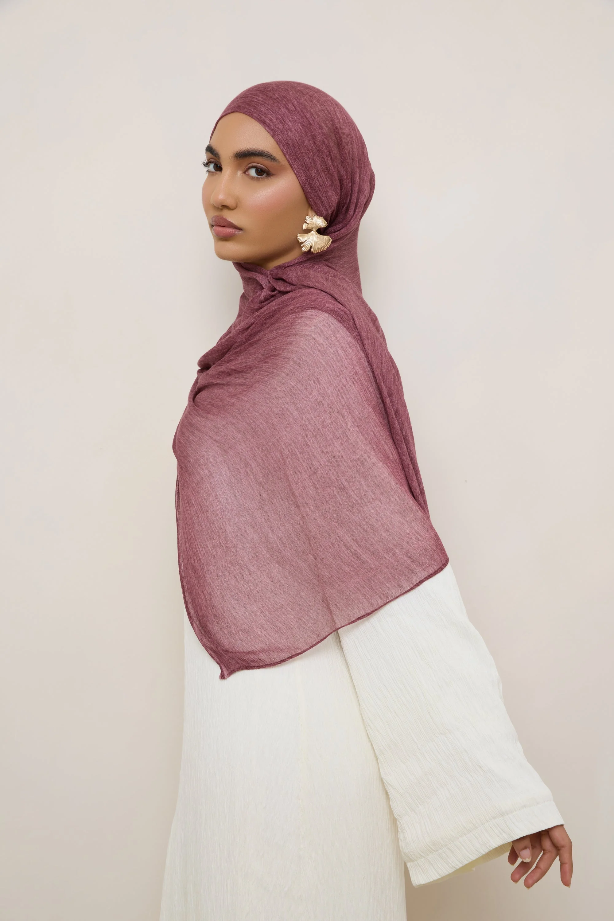 Modal Crinkle Hijab - Boysenberry - Image 4