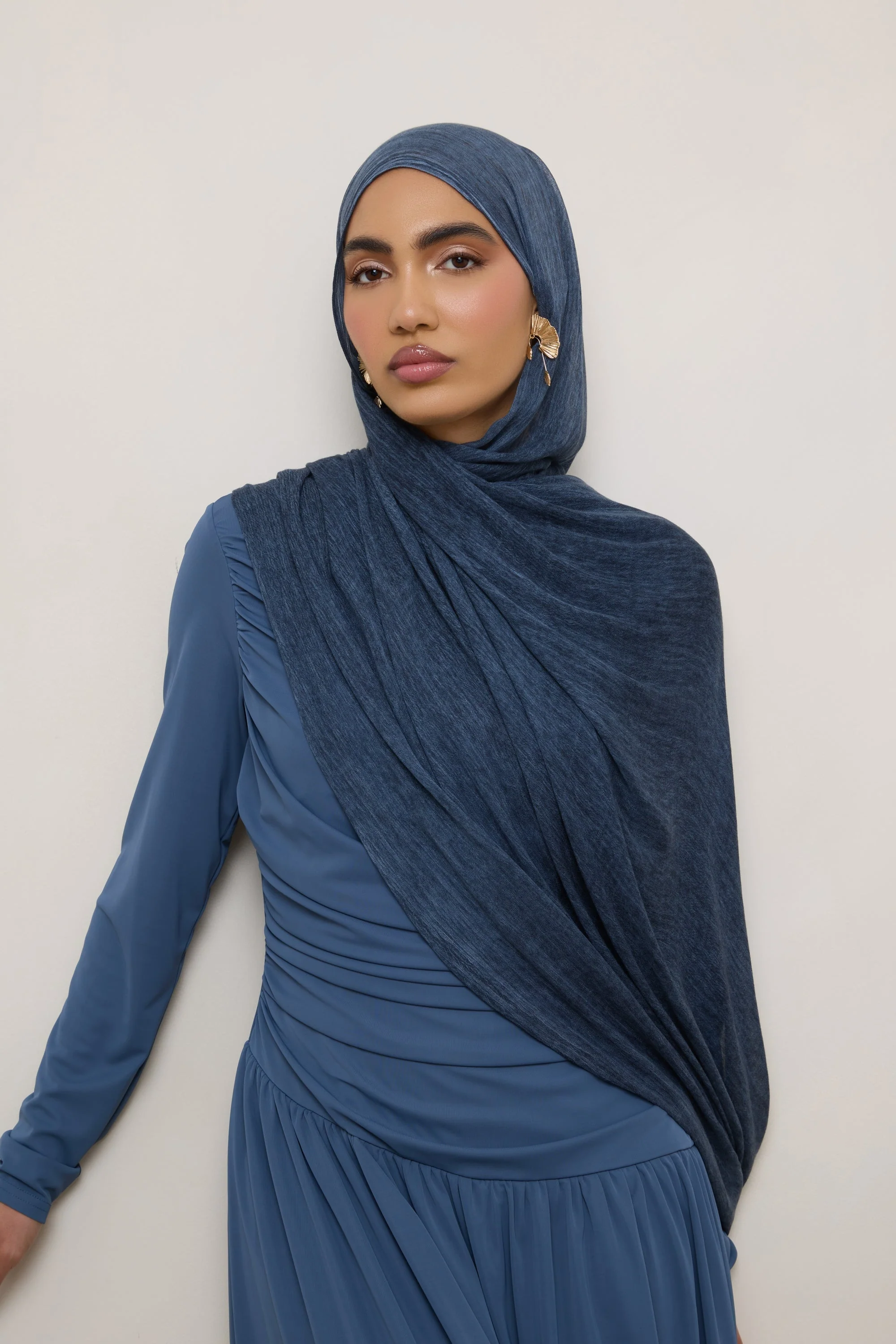 Modal Crinkle Hijab - Dark Denim
