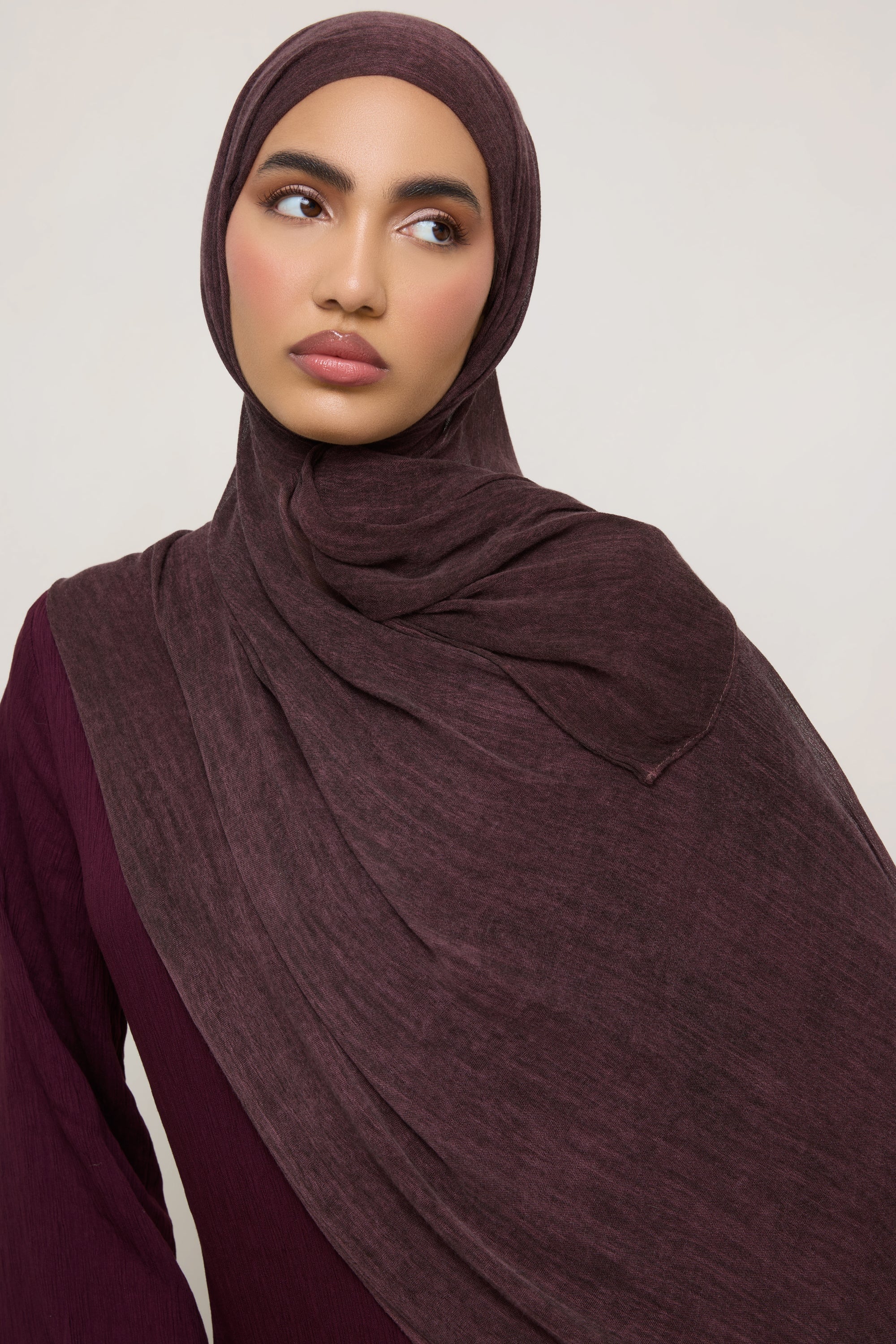 Modal Crinkle Hijab - Grape