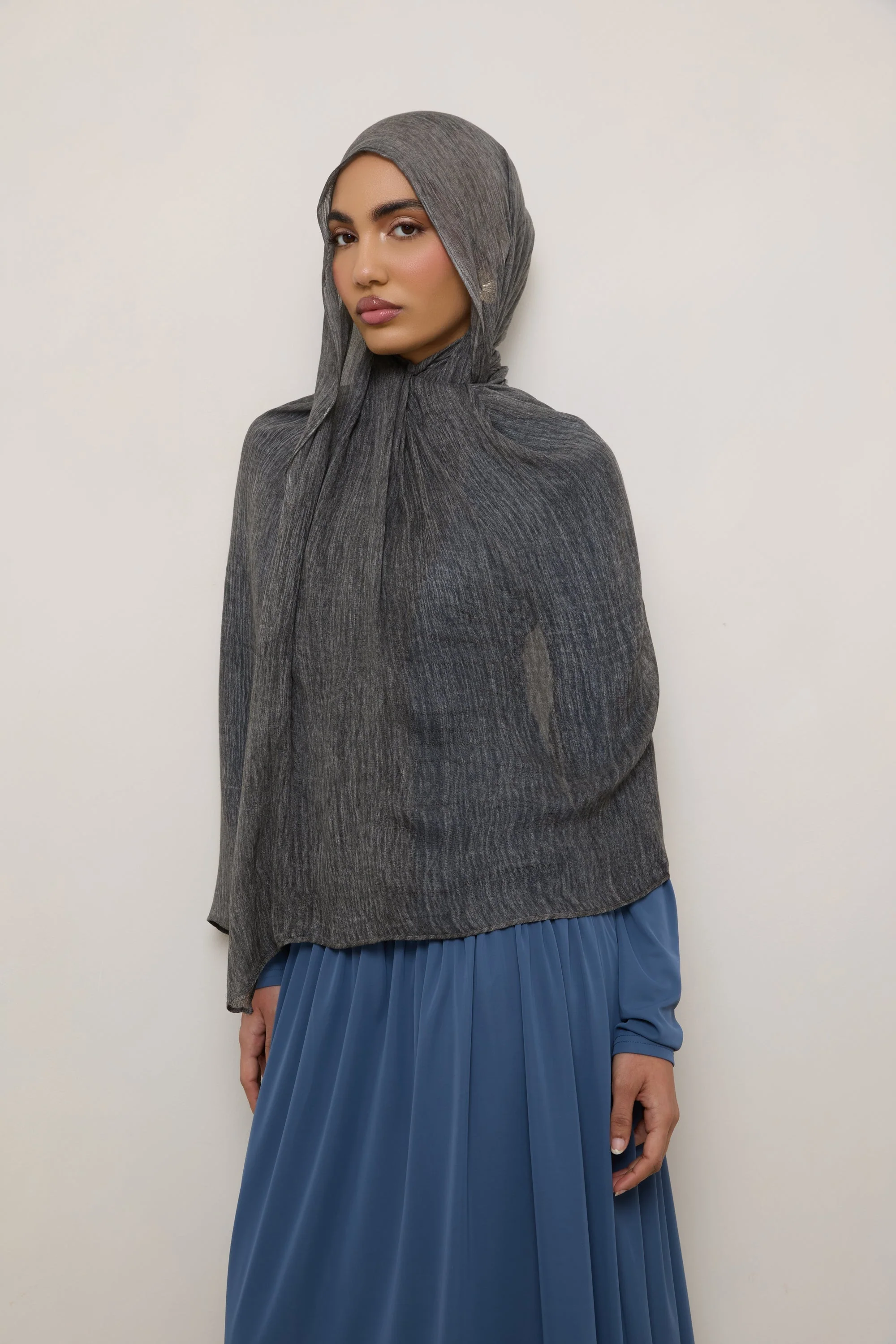 Modal Crinkle Hijab - Graphite - Image 6