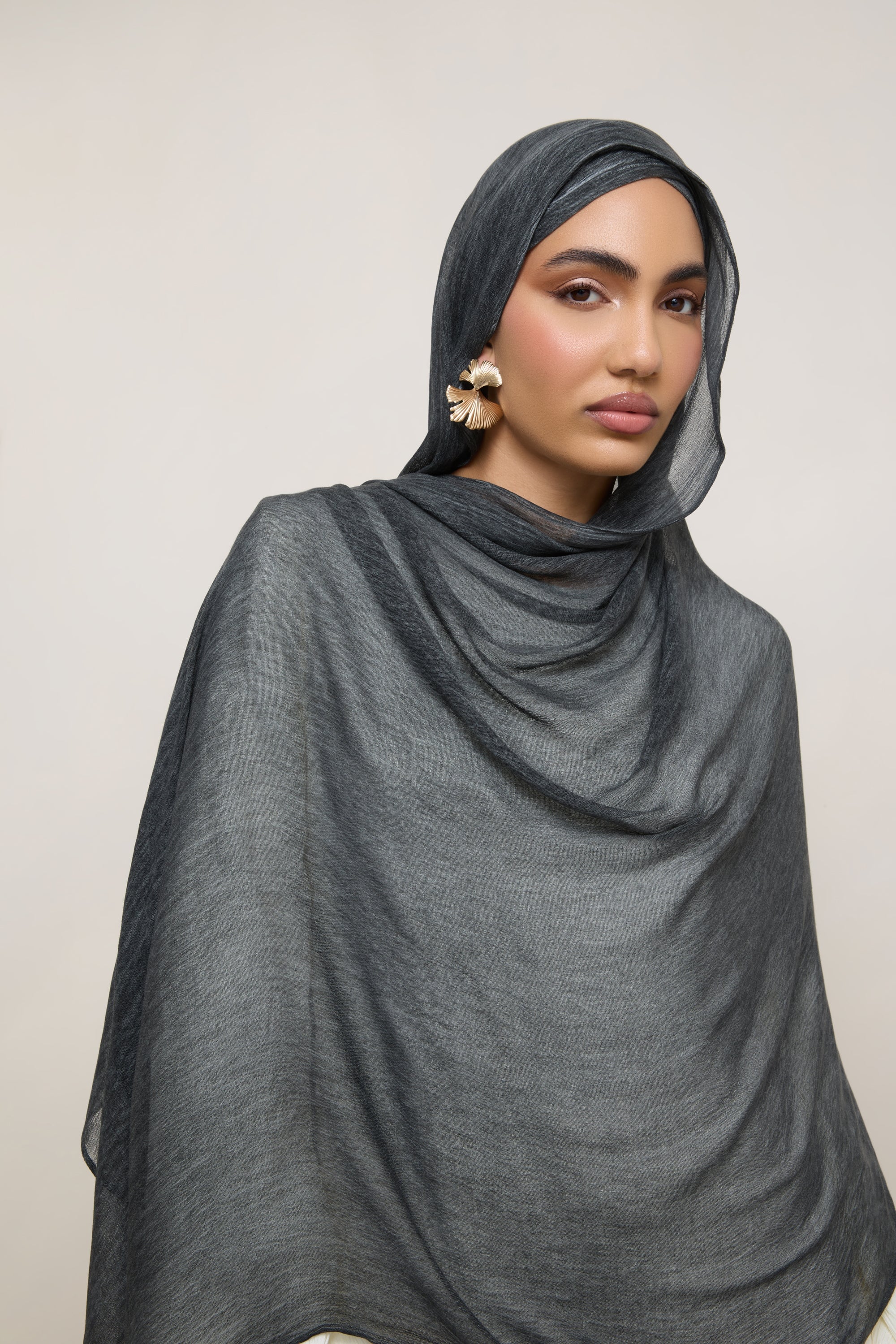 Modal Crinkle Hijab - Jet - Image 5