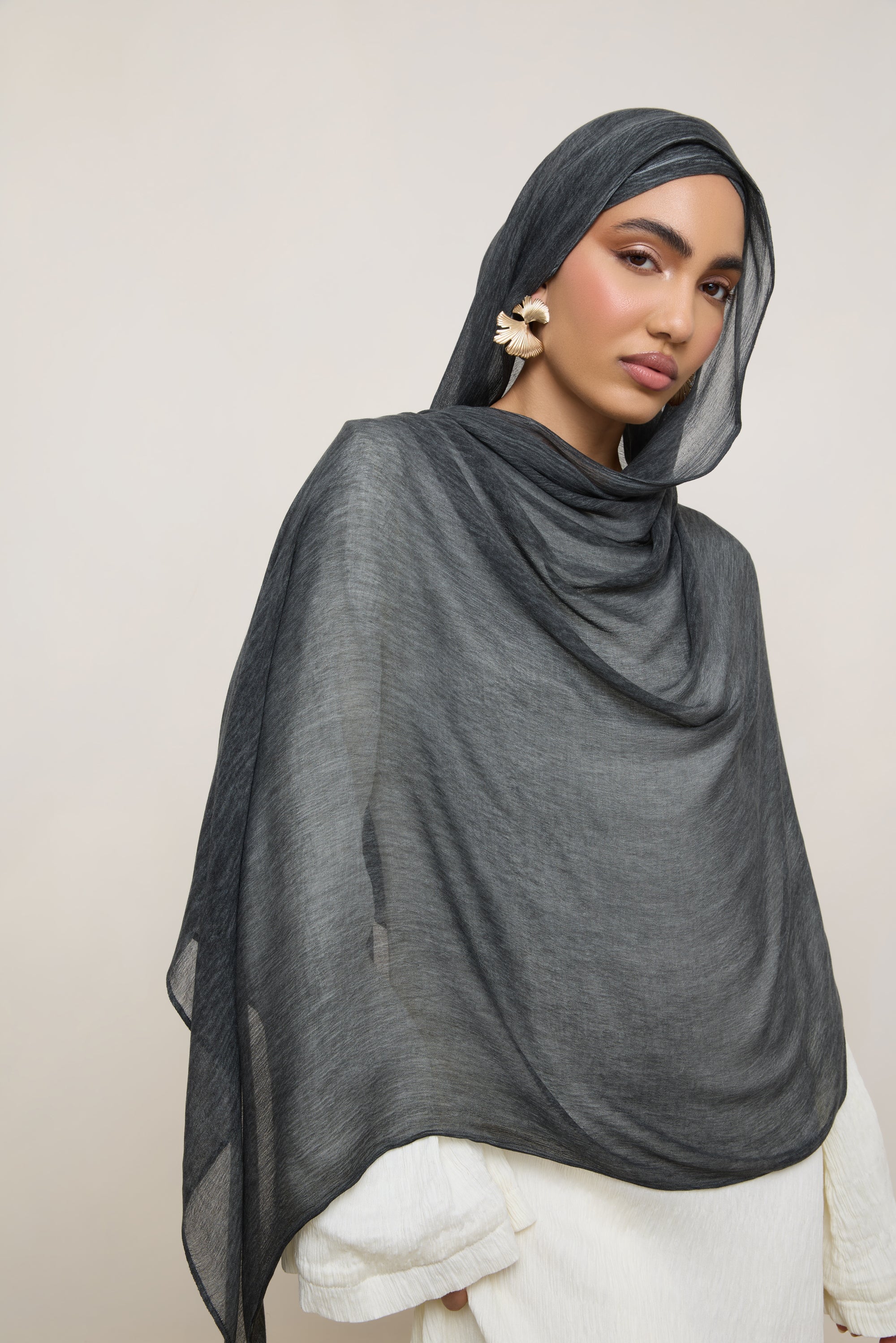 Modal Crinkle Hijab - Jet - Image 6