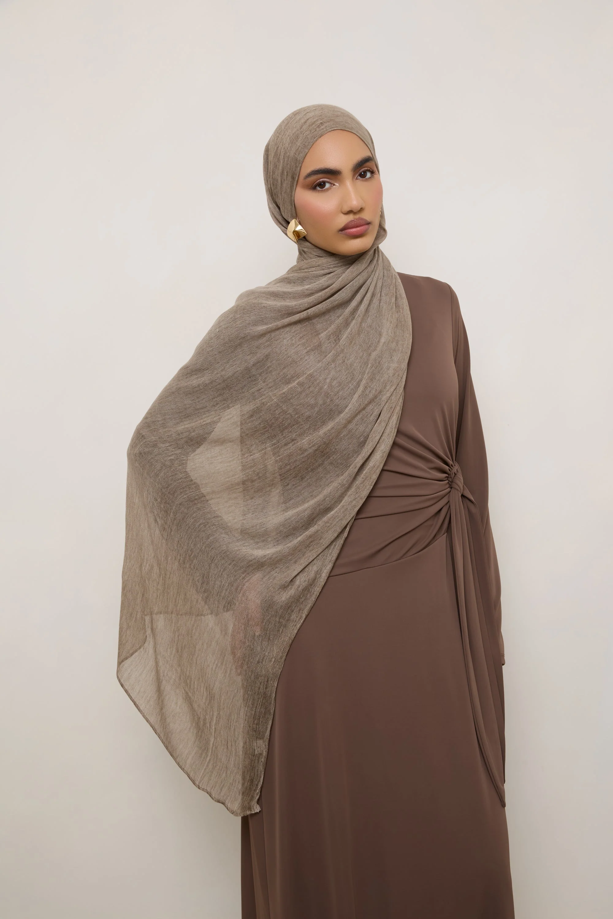 Modal Crinkle Hijab - Latte - Image 3