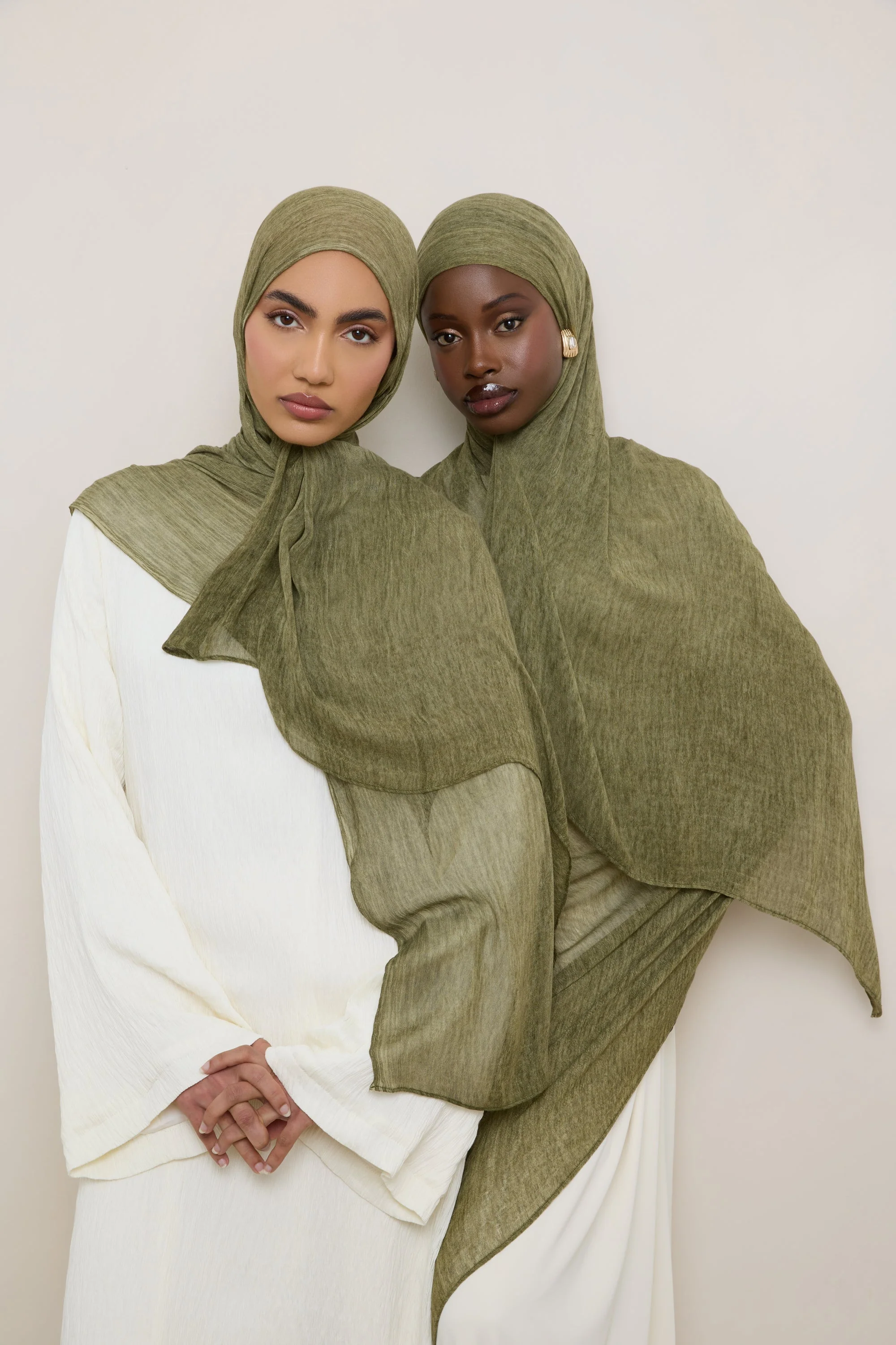 Modal Crinkle Hijab - Moss - Image 4