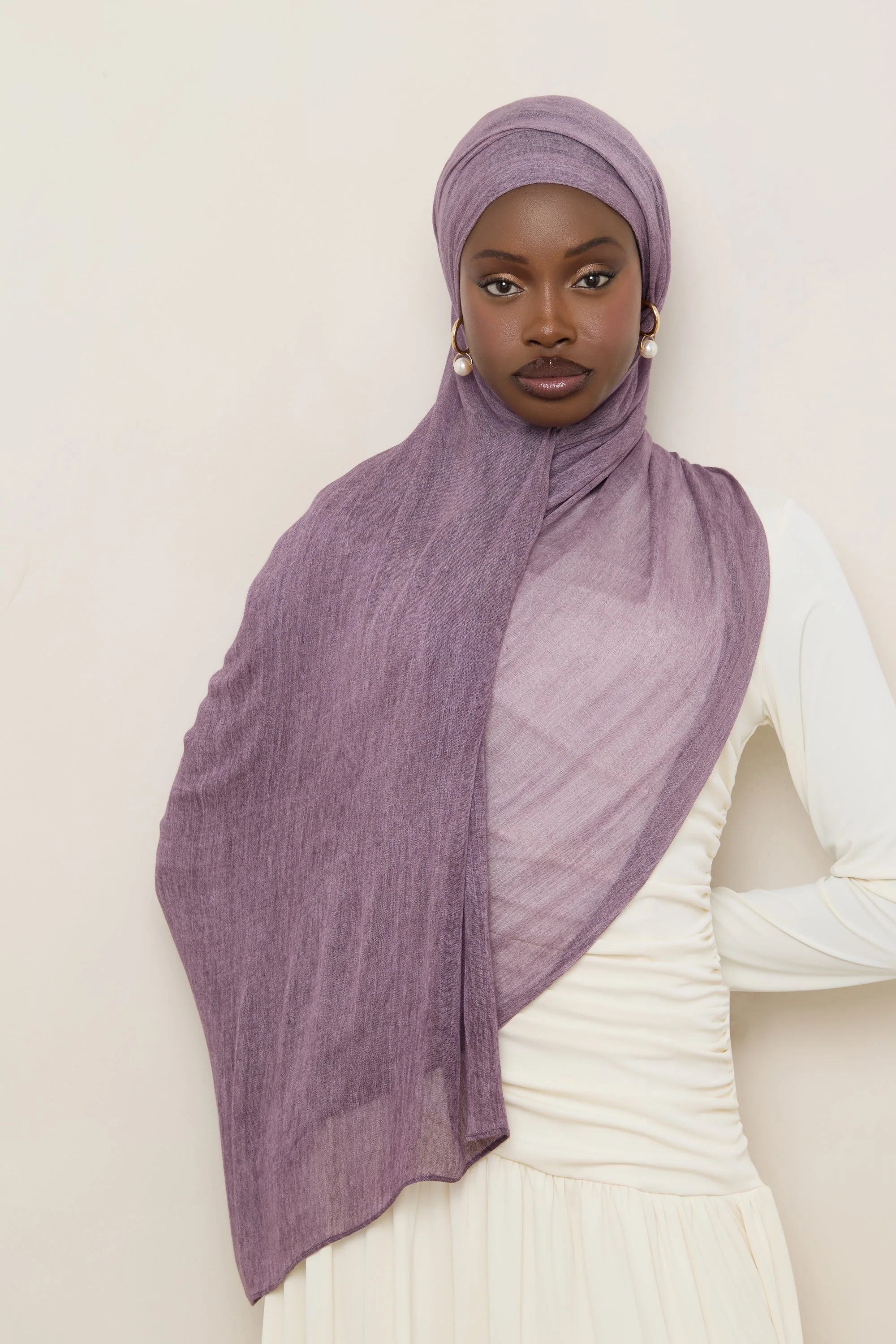Modal Crinkle Hijab - Plum - Image 4