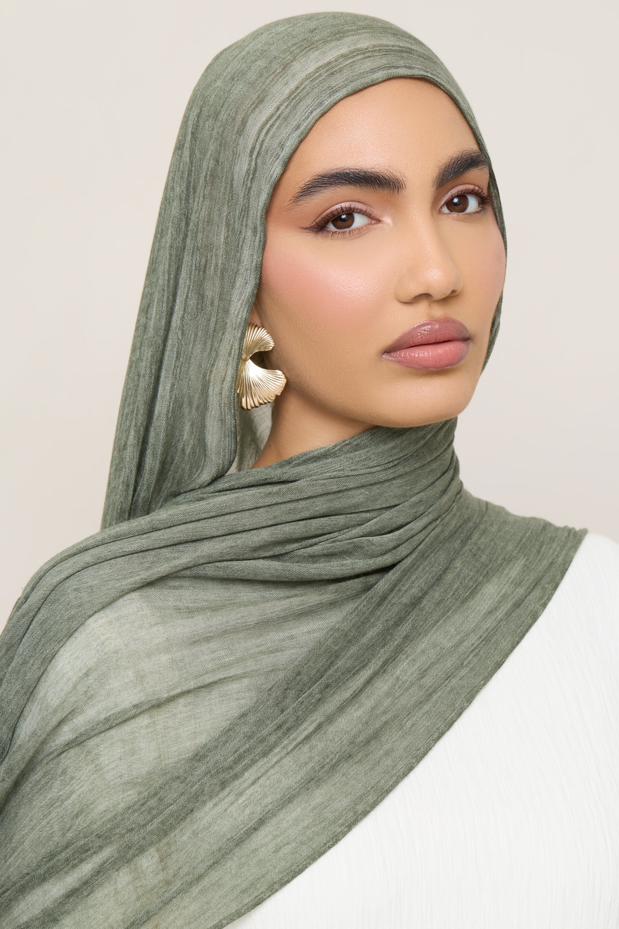 Modal Crinkle Hijab - Sage