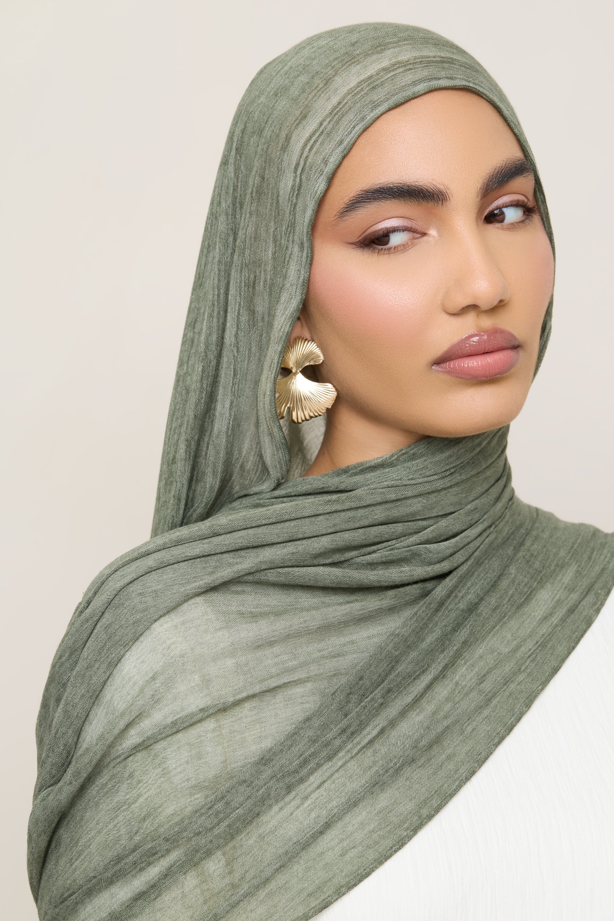Modal Crinkle Hijab - Sage - Image 4