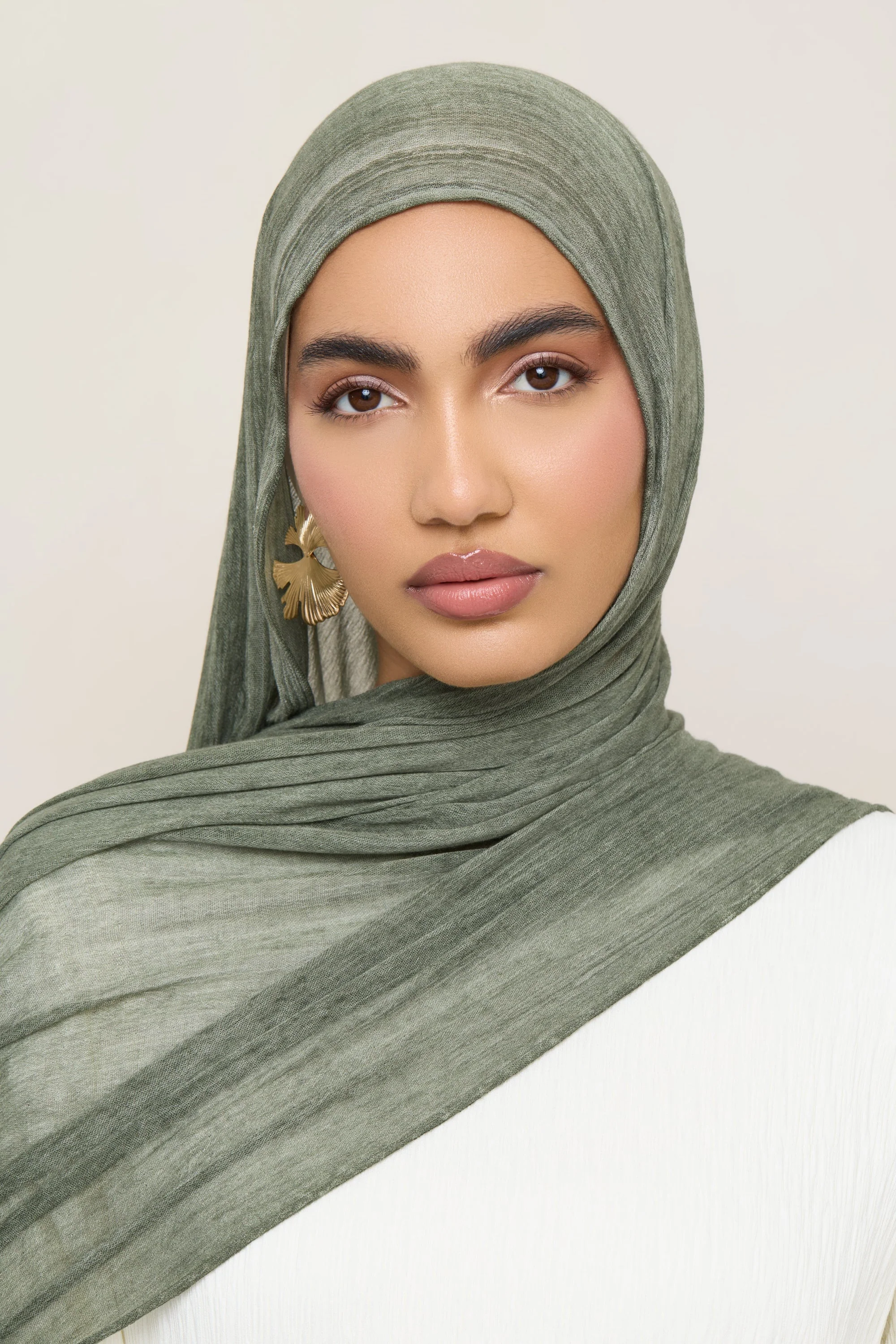 Modal Crinkle Hijab - Sage - Image 5