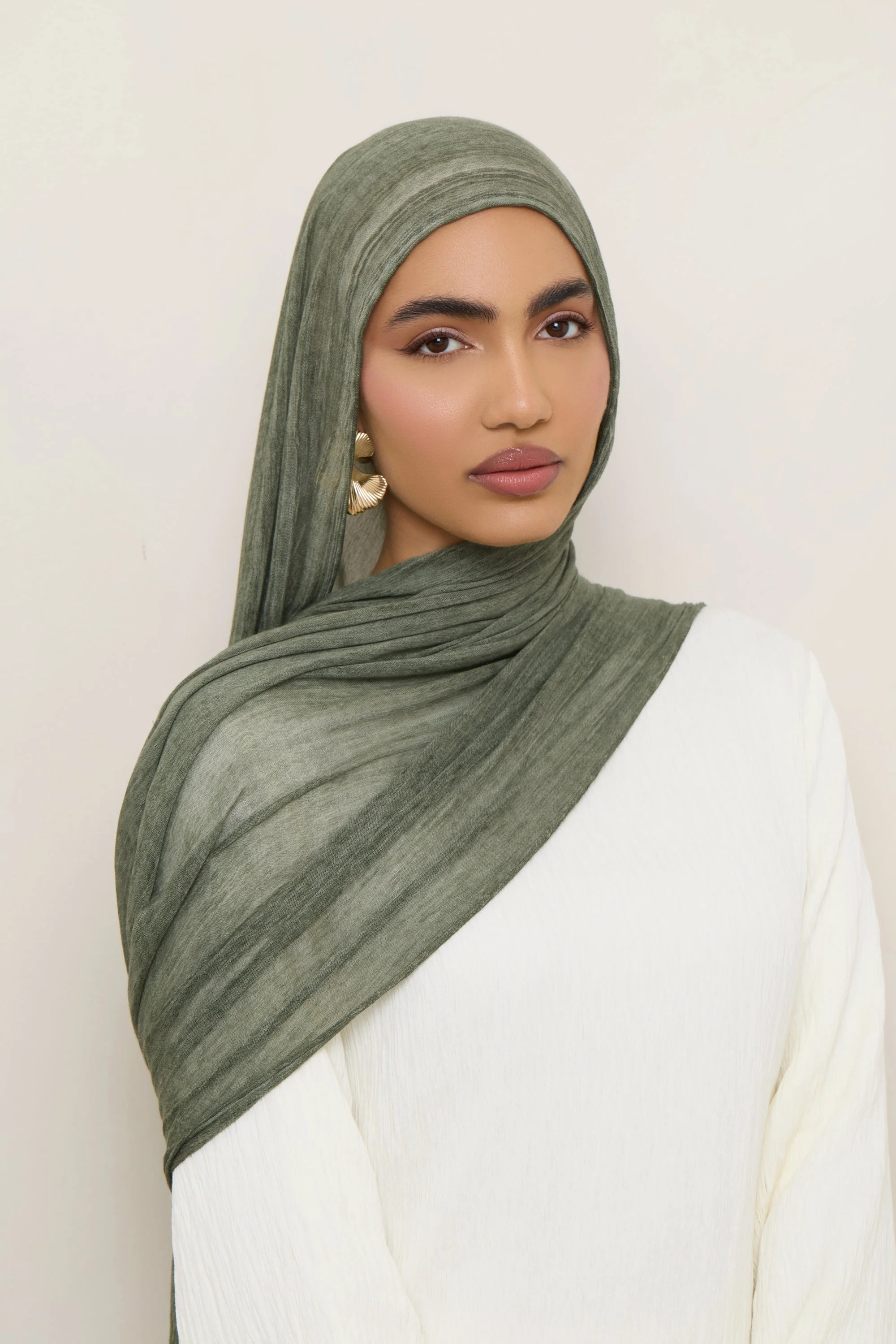 Modal Crinkle Hijab - Sage - Image 7
