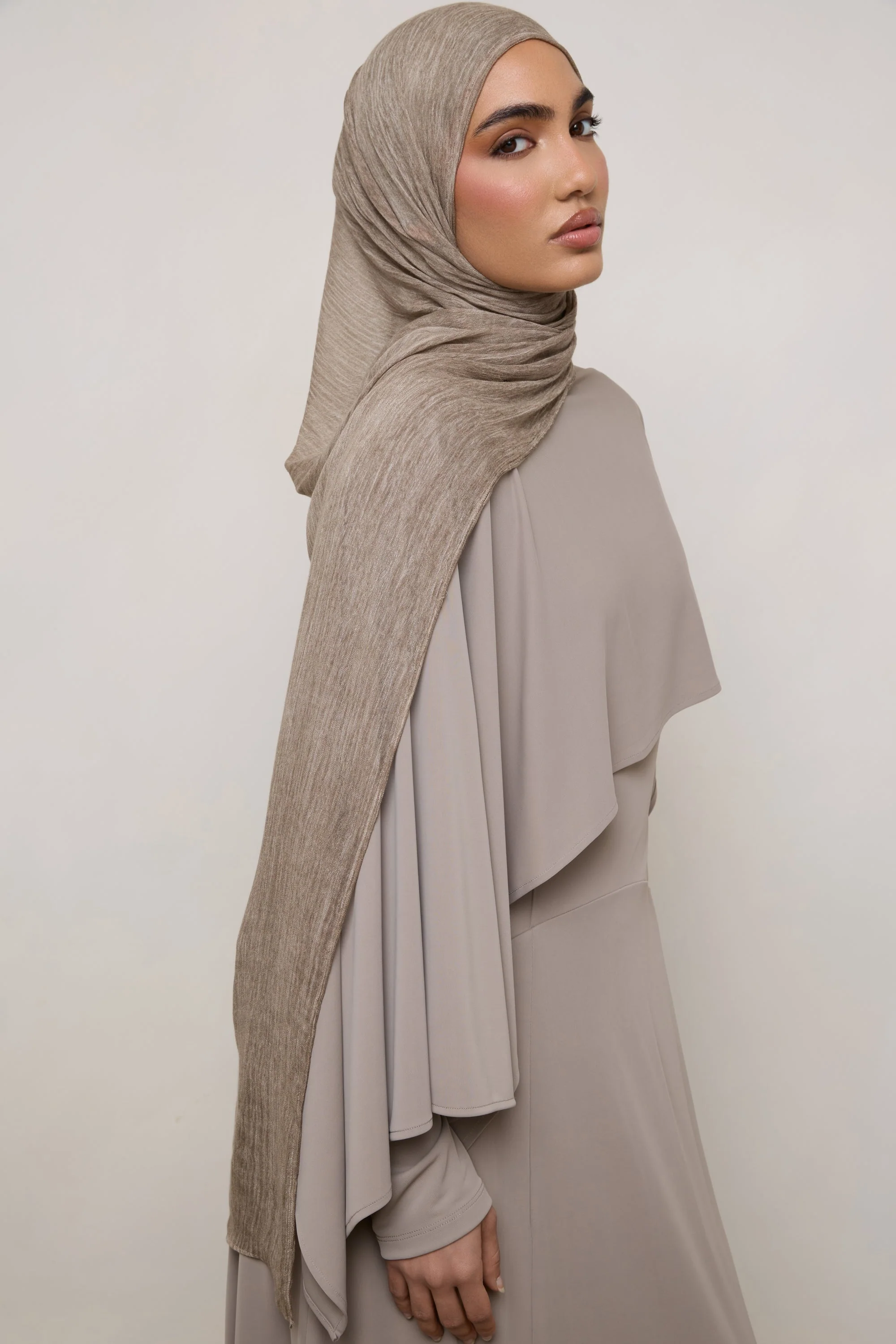 Modal Crinkle Hijab - Stone