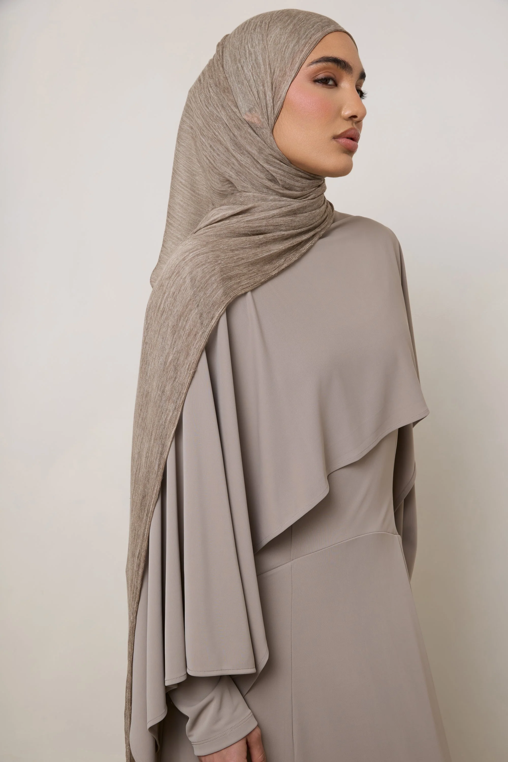 Modal Crinkle Hijab - Stone - Image 5