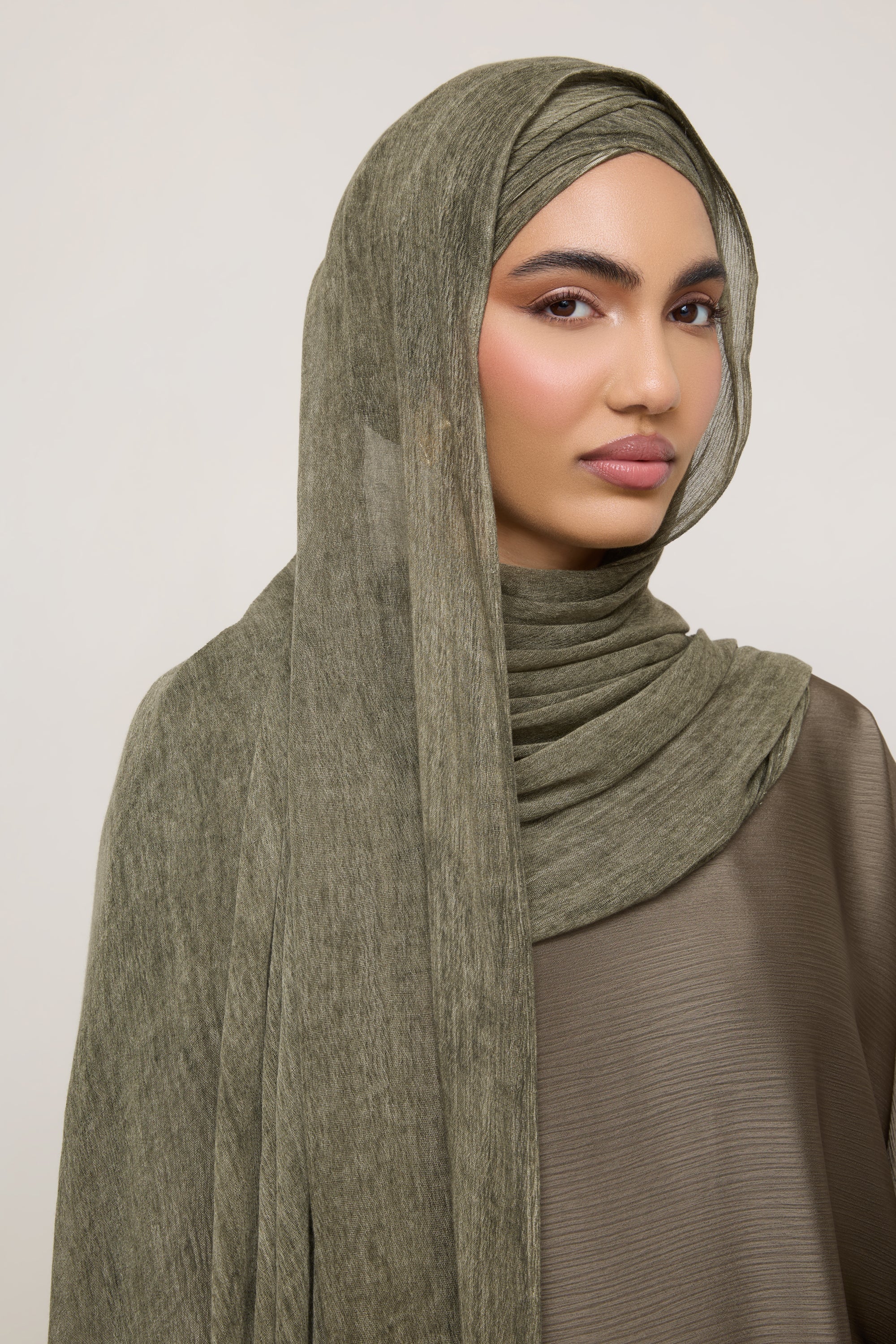 Modal Crinkle Hijab - Thyme - Image 3