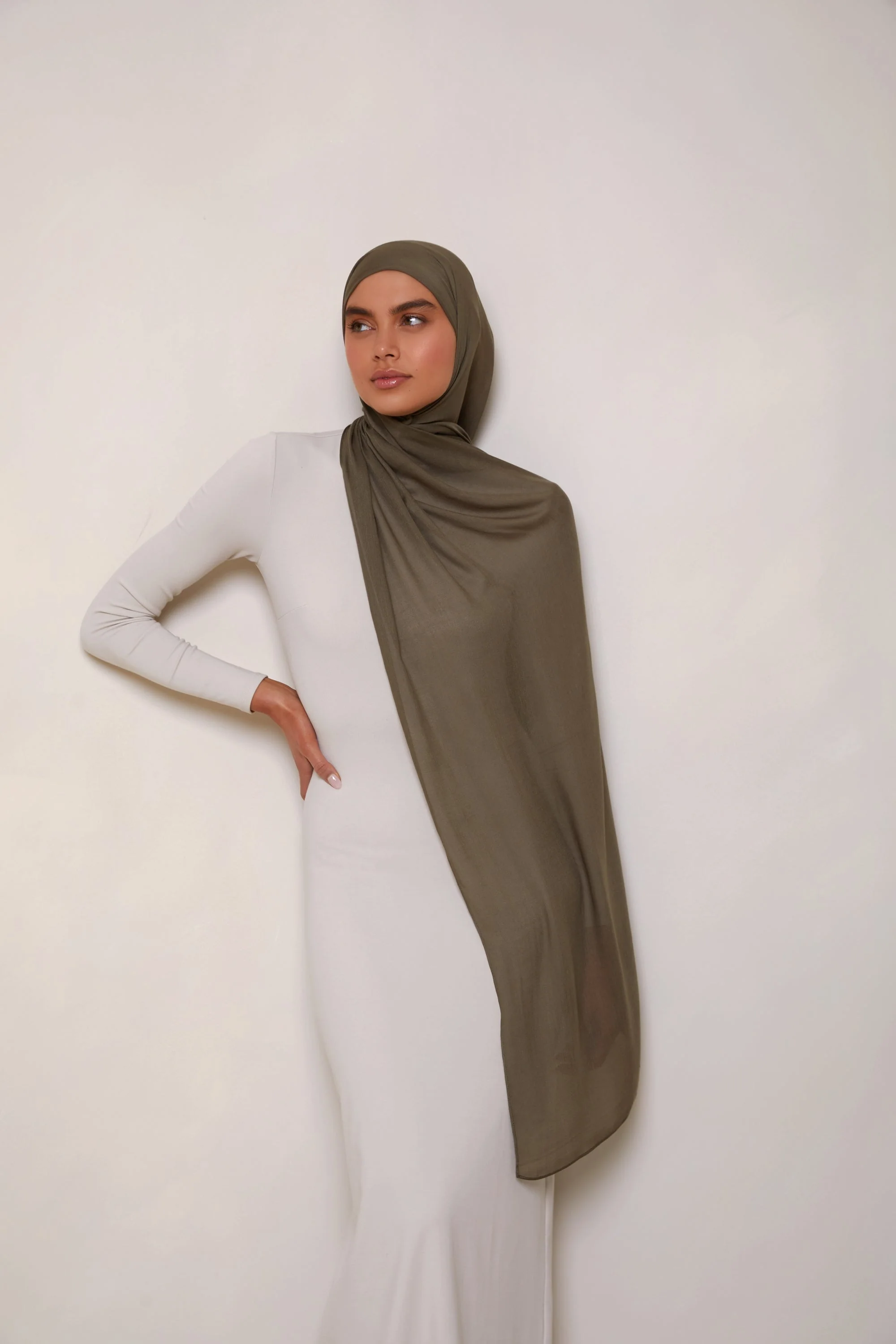 Modal Hijab - Olive - Image 2