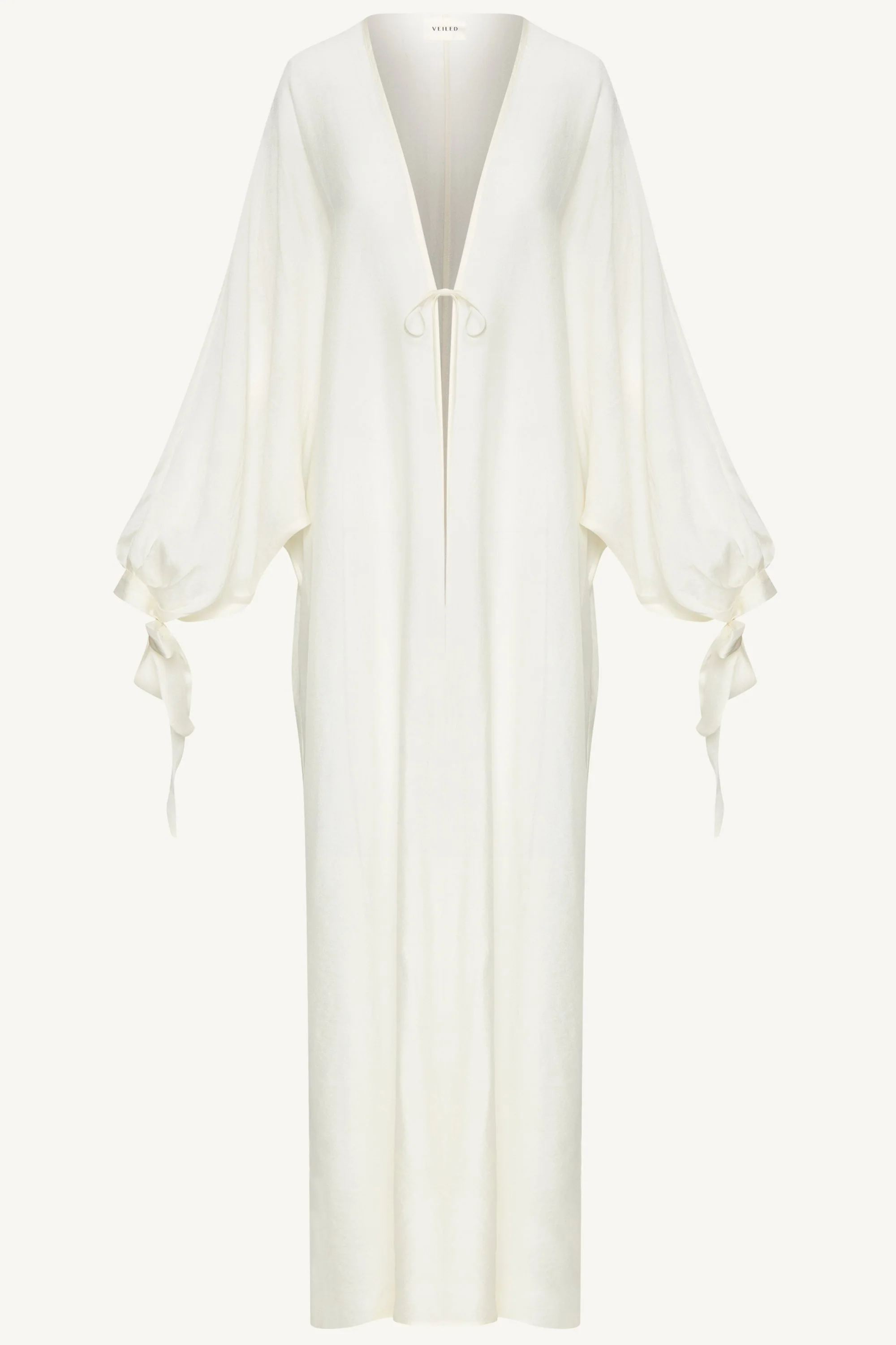 Naima Tie Front Open Abaya - Moonbeam - Image 3