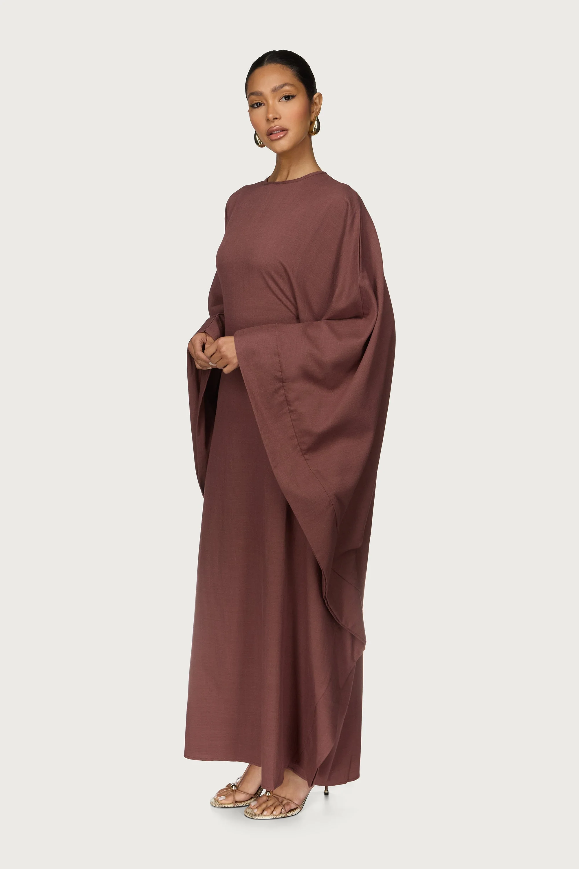 Noor Butterfly Inner Tie Abaya Dress - Chocolate Truffle - Image 4