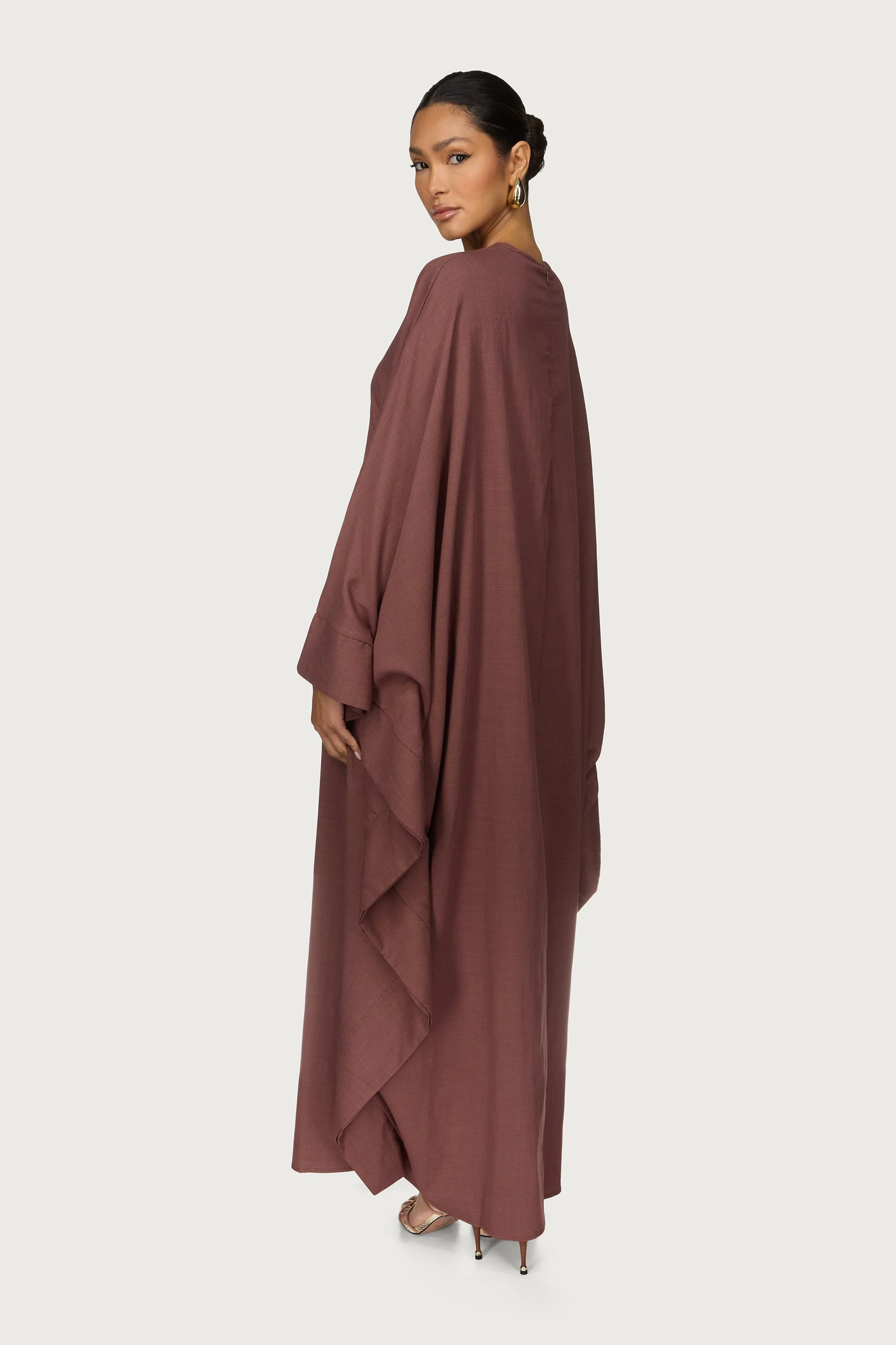 Noor Butterfly Inner Tie Abaya Dress - Chocolate Truffle - Image 5