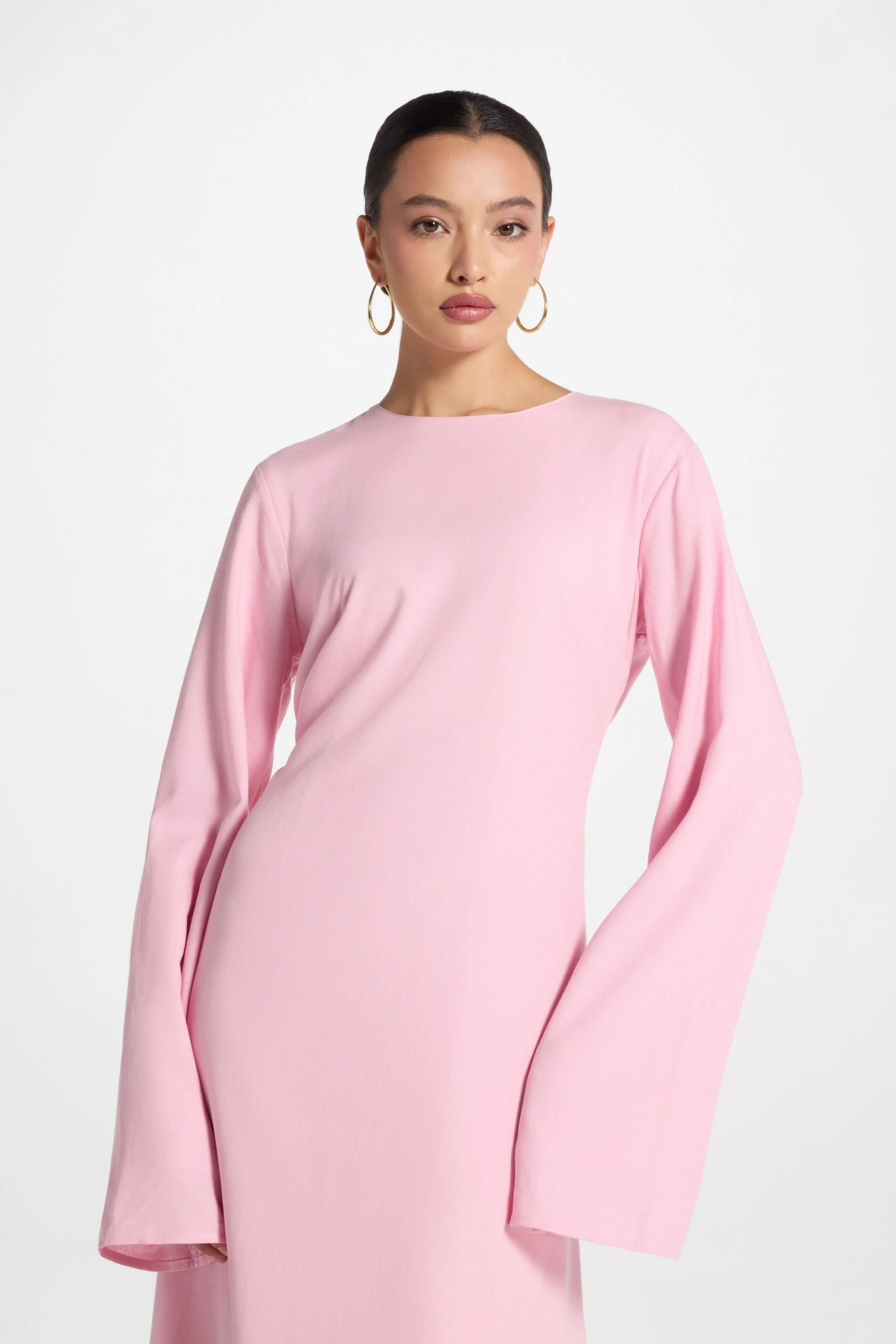 Nyla Linen Tie Maxi Dress - Pink - Image 3