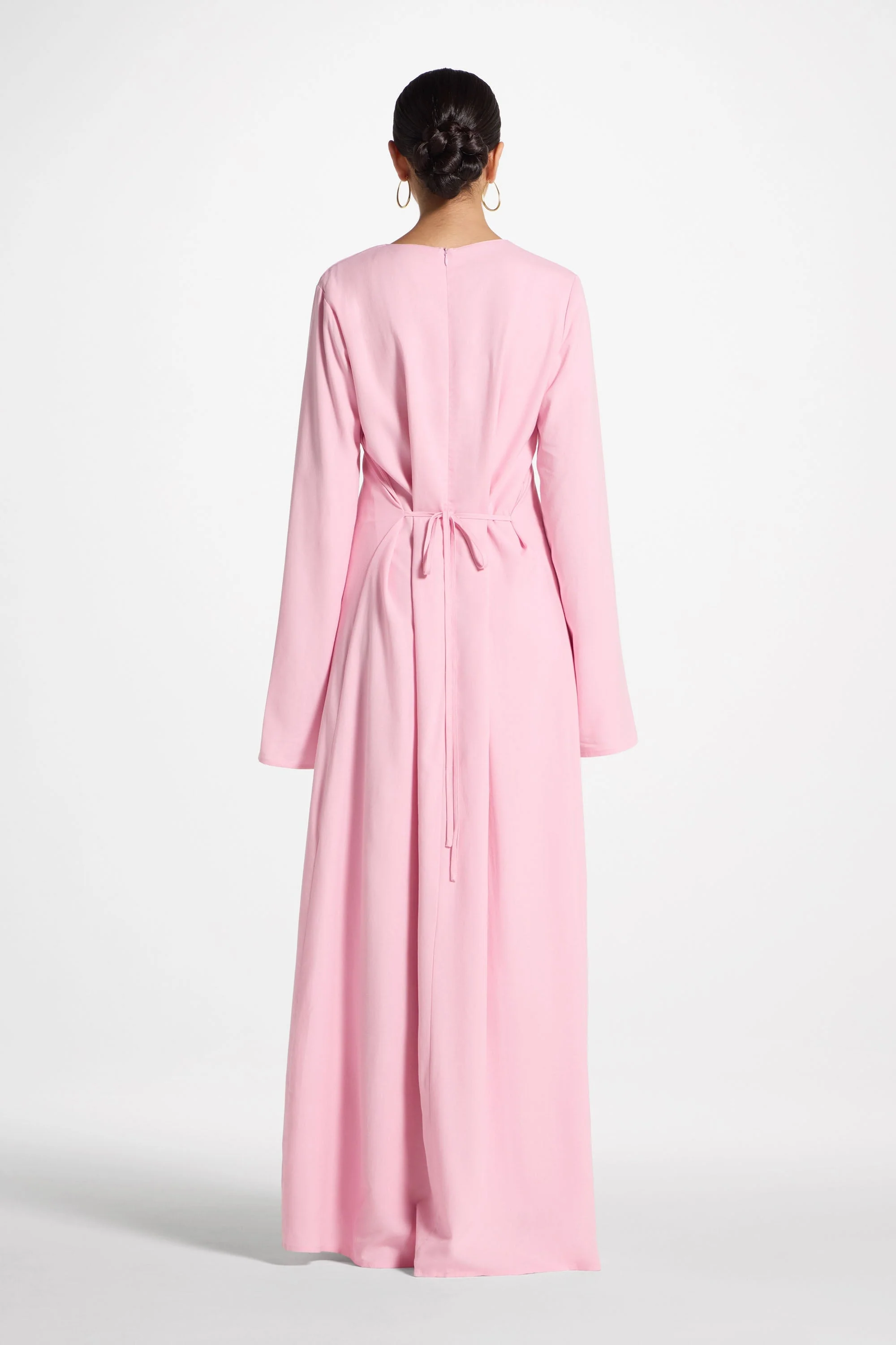 Nyla Linen Tie Maxi Dress - Pink - Image 5