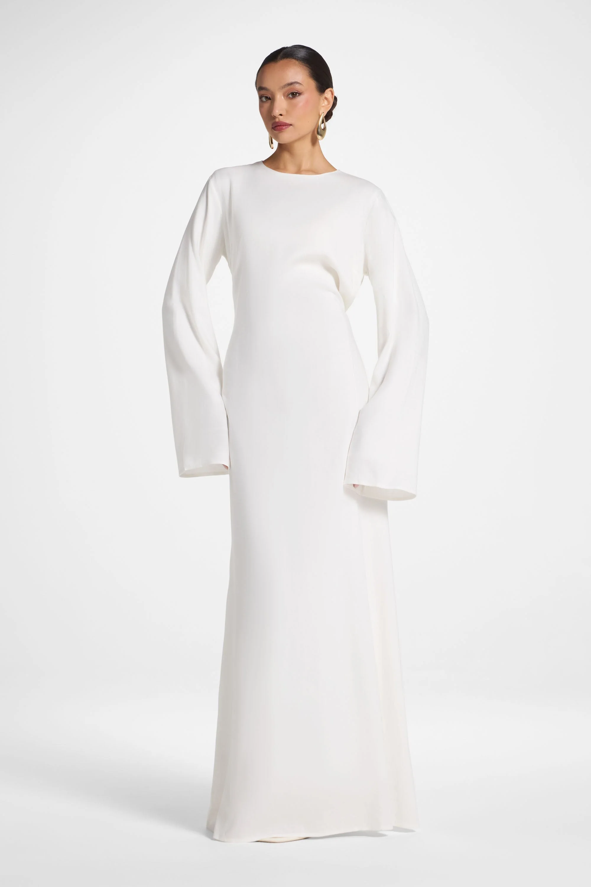 Nyla Linen Tie Maxi Dress - White - Image 5