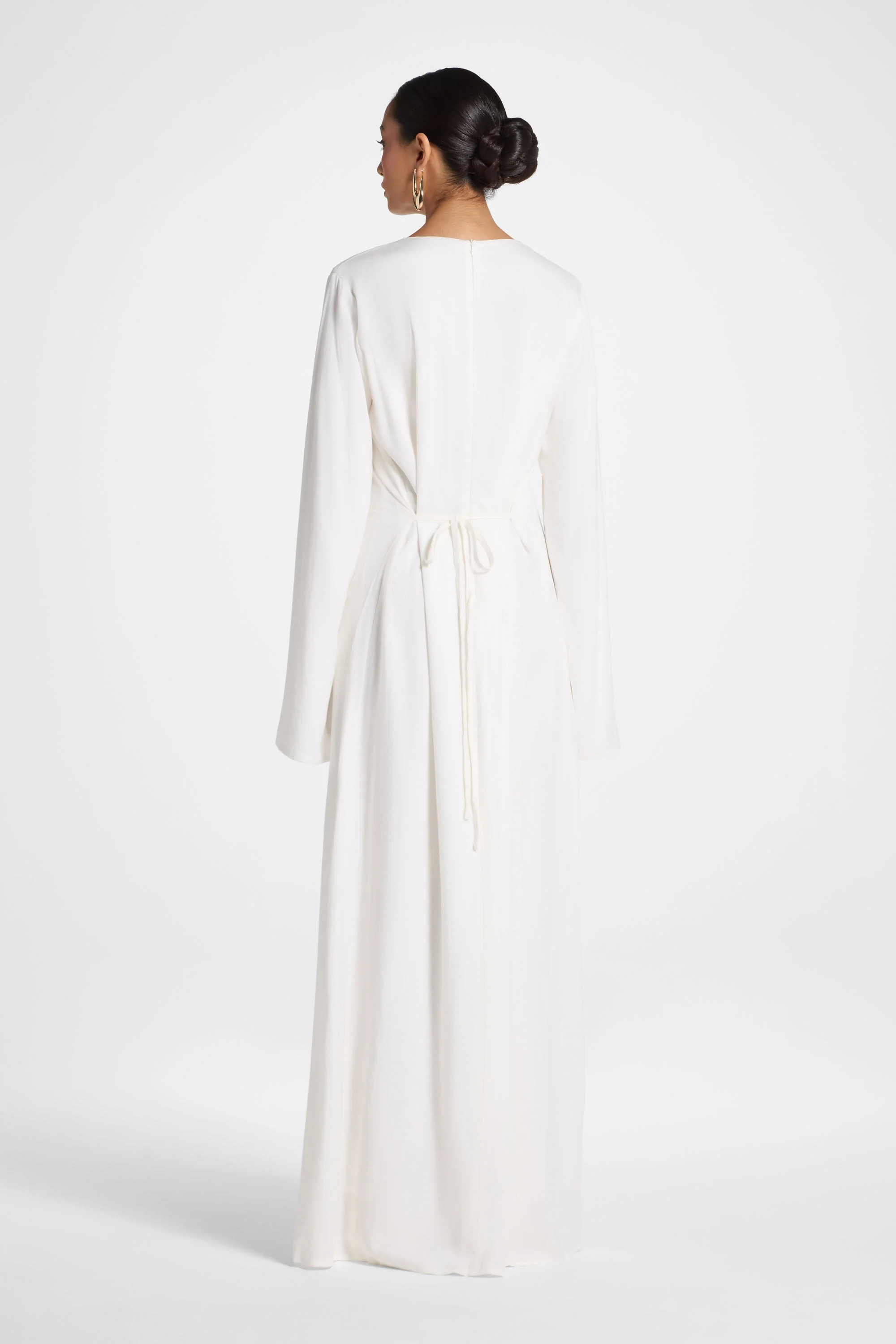 Nyla Linen Tie Maxi Dress - White - Image 8
